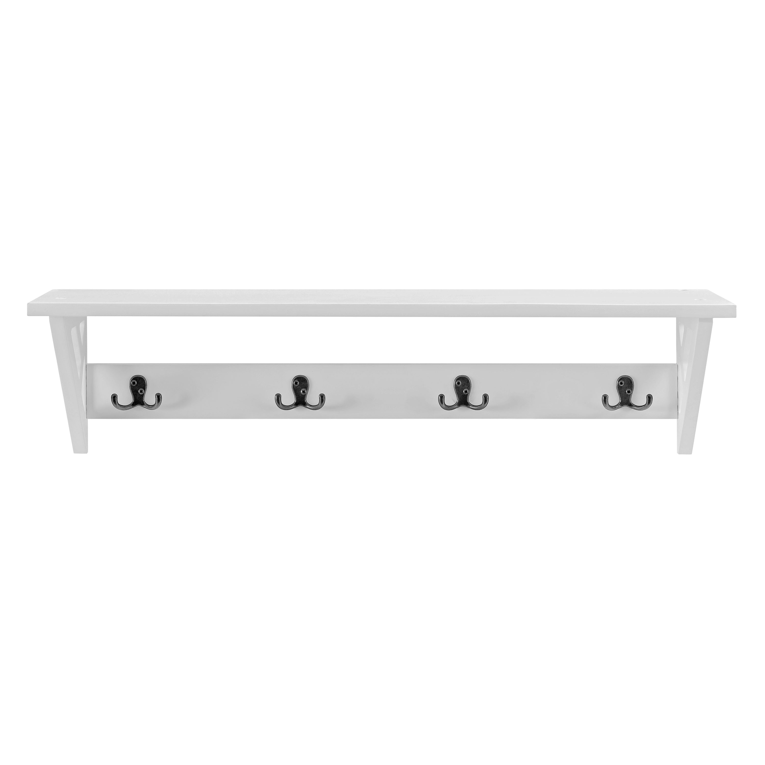 Alaterre Furniture White Wood Coat Rack with Shelf - Wall-Mounted 4-Hook  Organizer for Entryway, Mudroom, Laundry Room in the Coat Racks & Stands  department at