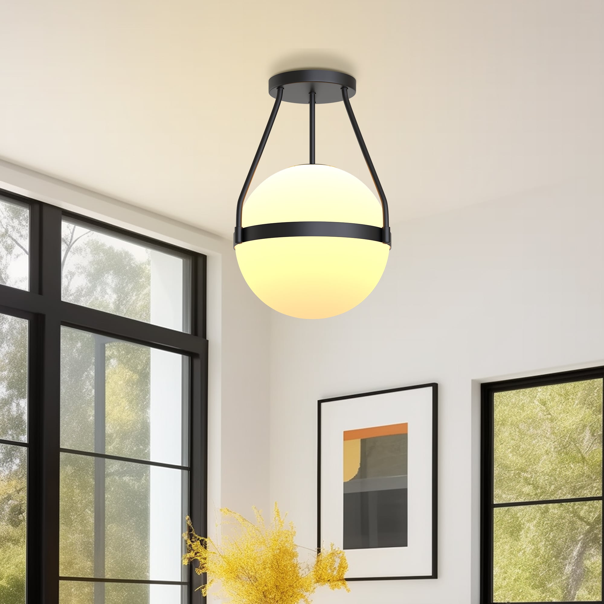 YANSUN LA-BX06301ABL-11 1 -Light 9.1-in Matte Black Flush Mount Light