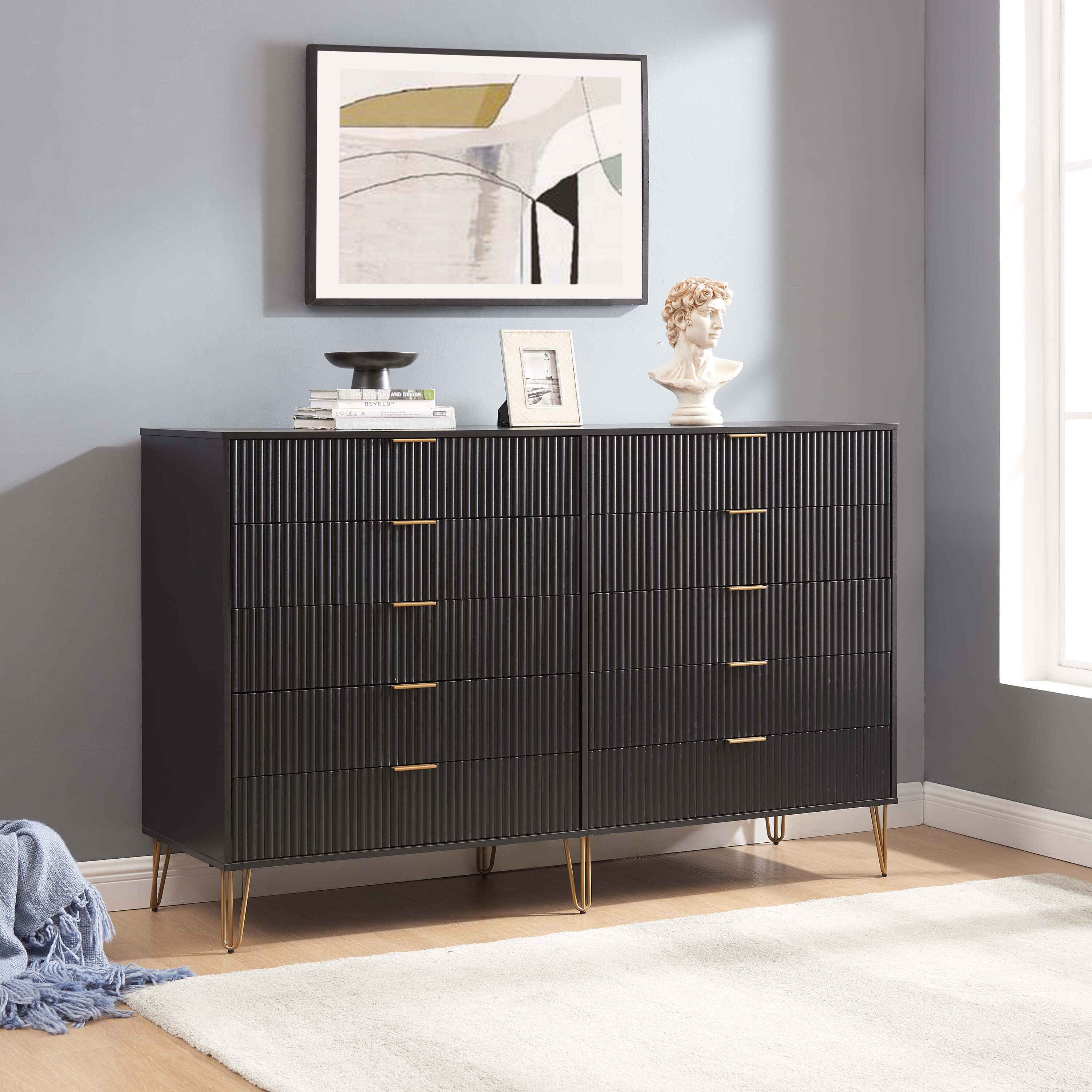 Manhattan Comfort DR004-BK Black 10 -Drawer Standard dresser