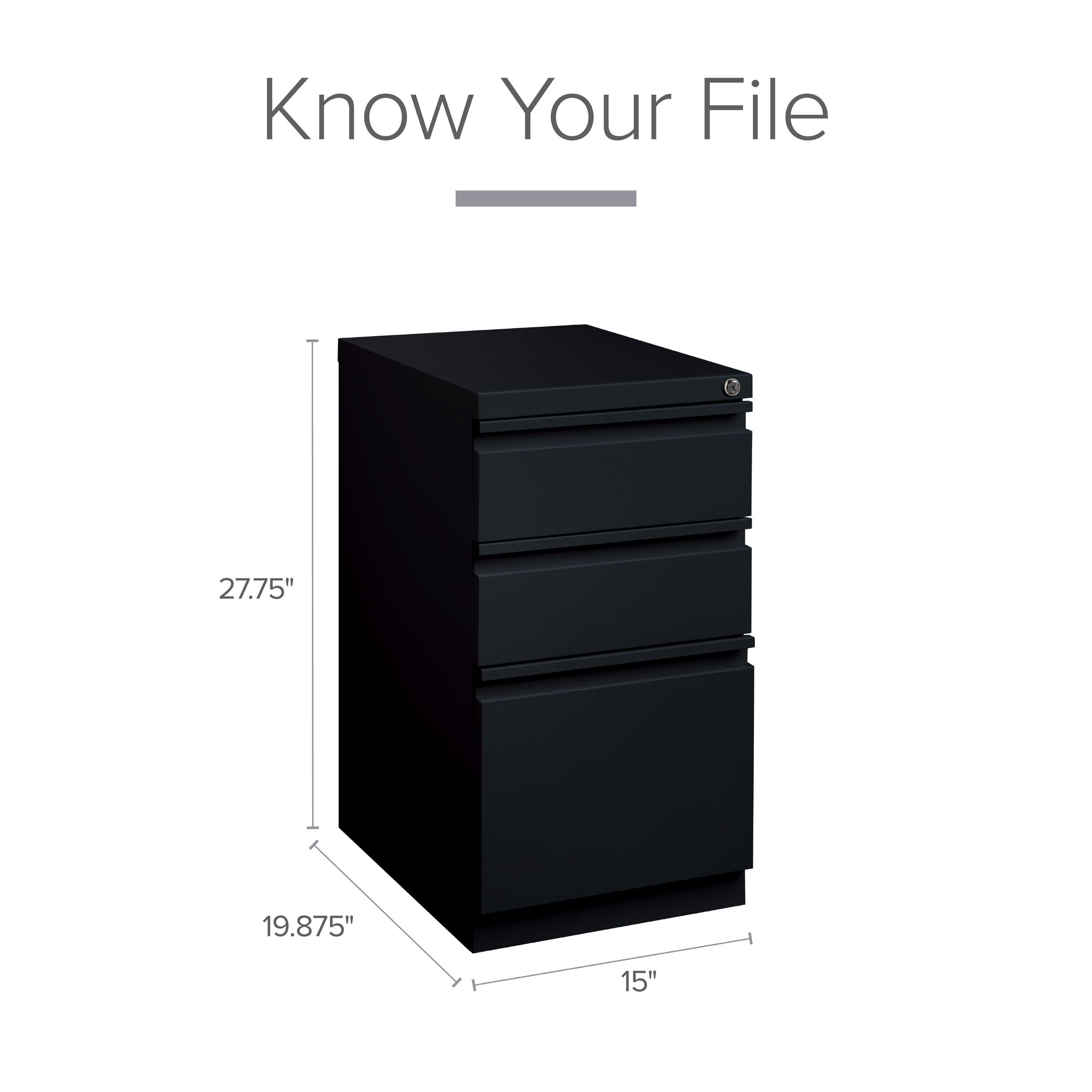 Hirsh HL10000 Series Pedestal Files Black 3-Drawer File Cabinet at ...