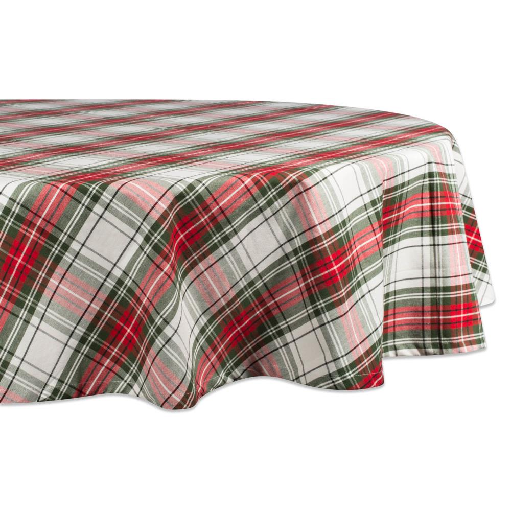 DII Christmas Plaid Round Tablecloth - 70-in Diameter, 100% Cotton ...