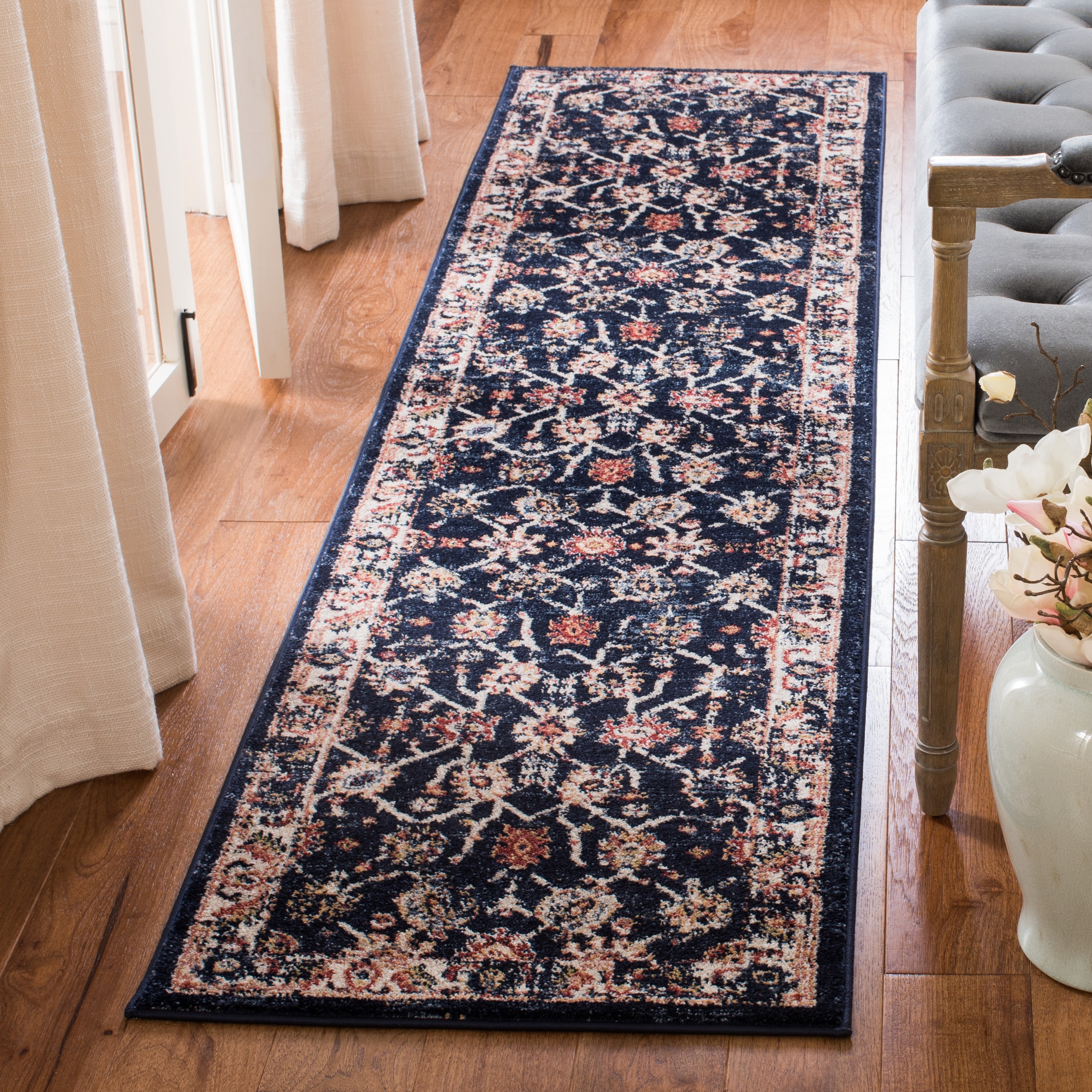 Safavieh CHL413L-28 Charleston Khotan 2 x 8 (ft) Loomed Polypropylene Navy/Ivory Rectangular Indoor Distressed/Overdyed Vintage Runner rug
