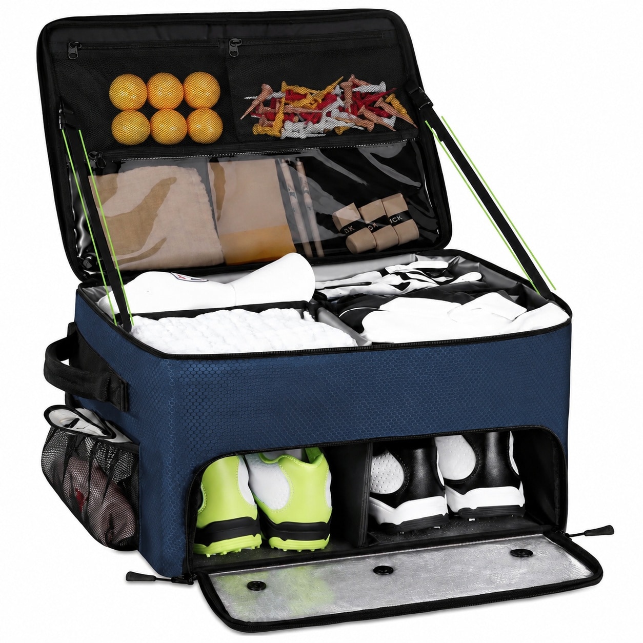 UUDULY  Golf Trunk Organizer Waterproof Car Locker with Ventilated Compartment for Two Pair Shoes and Multiple Storage Pockets for Golf