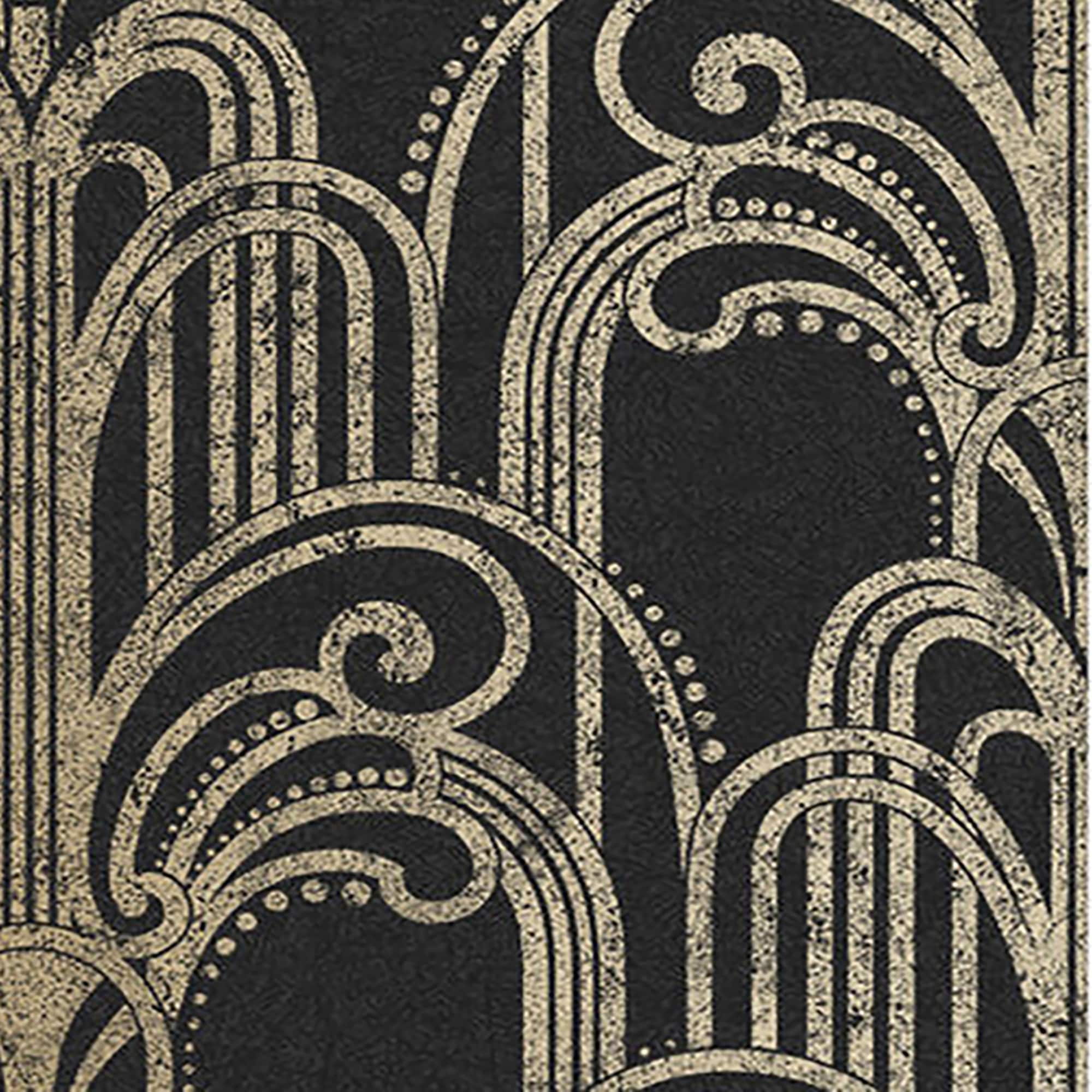 Art Deco Black and Gold Metallic Paste the Wall Wallpaper