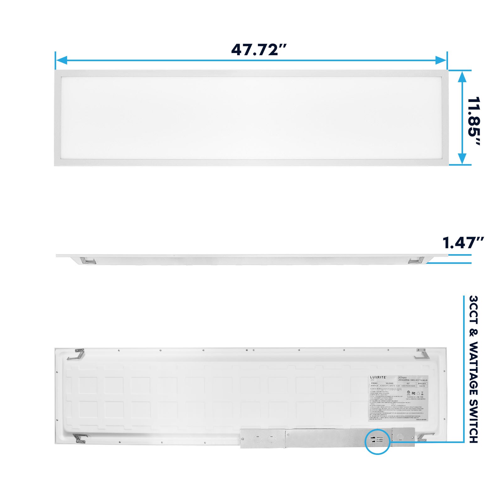 Luxrite 4-Pack 4-ft x 1-ft Adjustable-Lumen Tunable White LED Panel ...