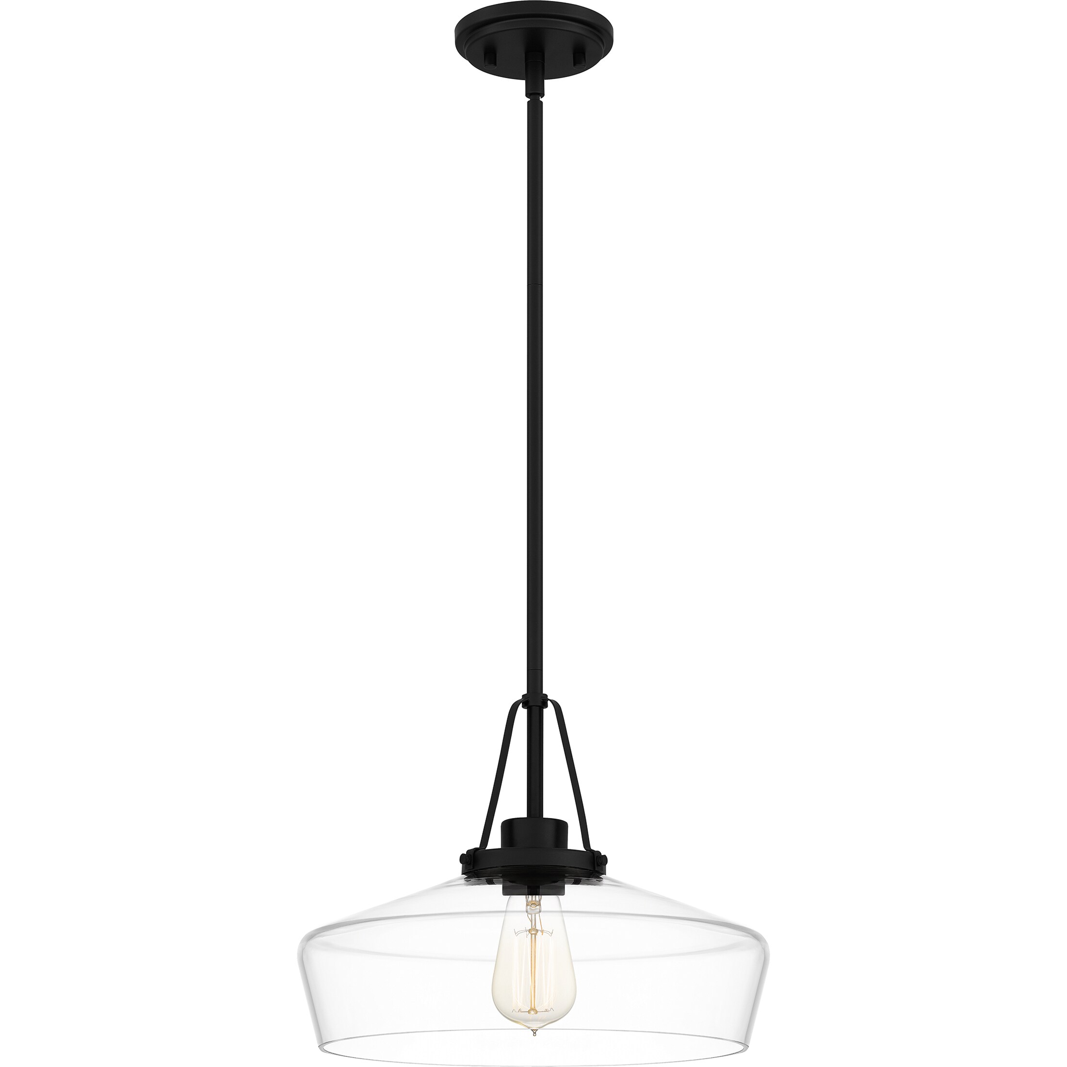 Quoizel Haven Matte Black Transitional Clear Glass Dome Medium Hanging ...