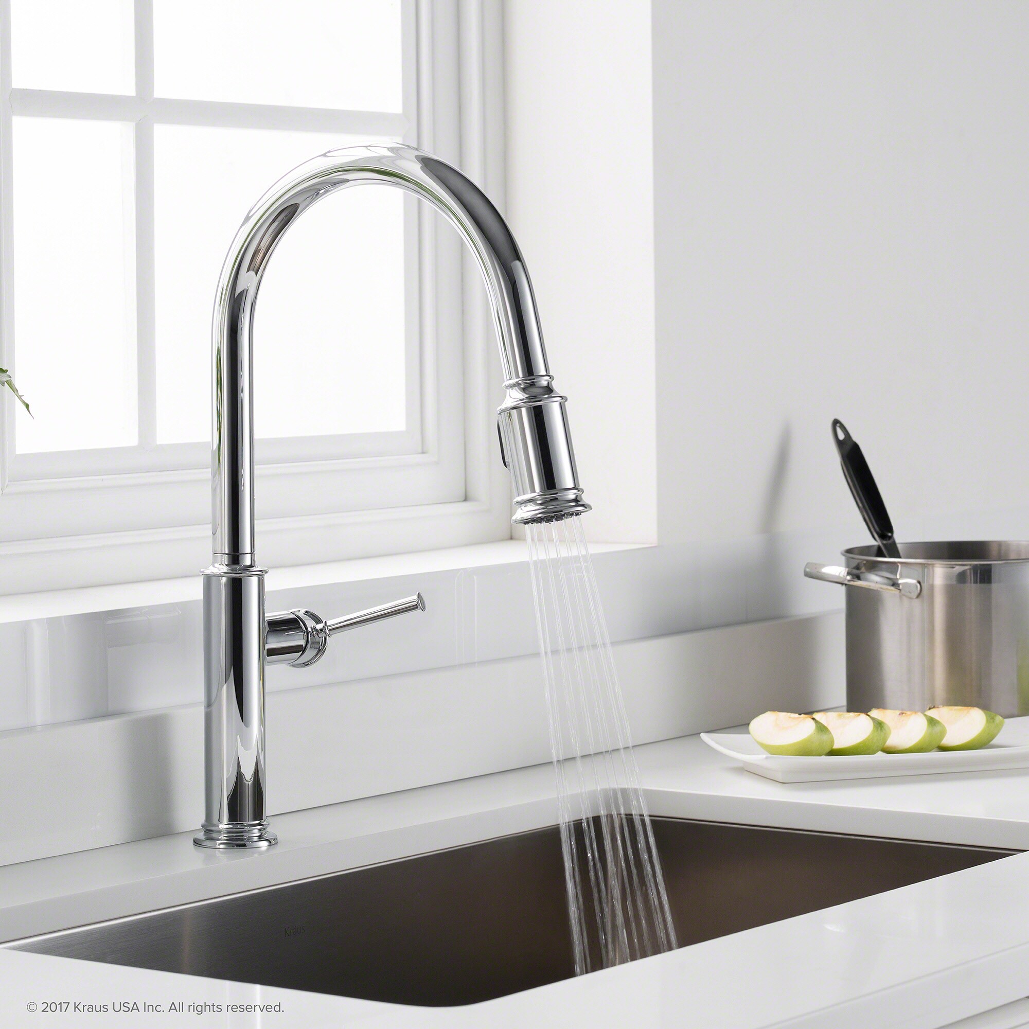 Kraus Sellette Chrome Single Handle Pull-down Kitchen Faucet with ...