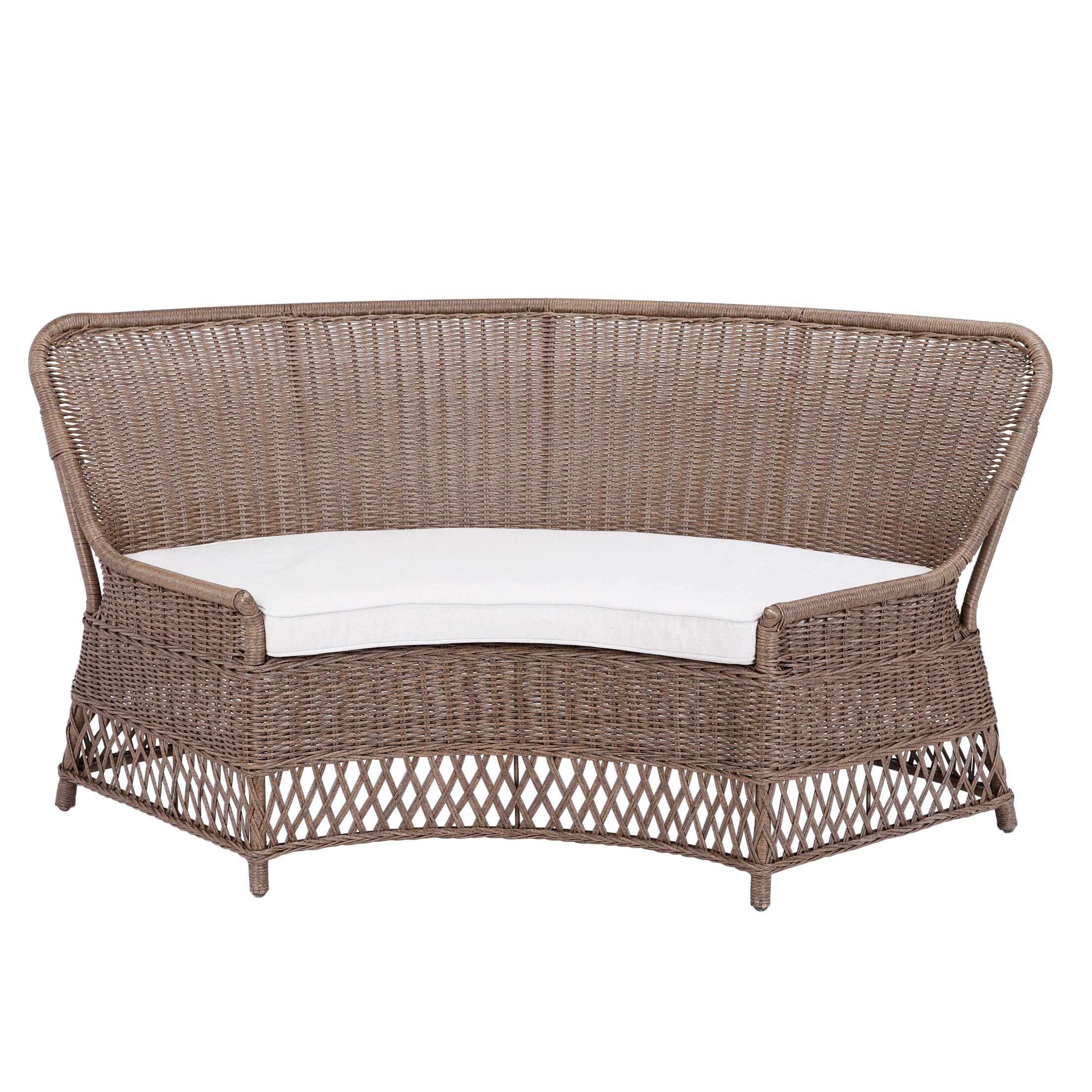 Curved discount wicker bench