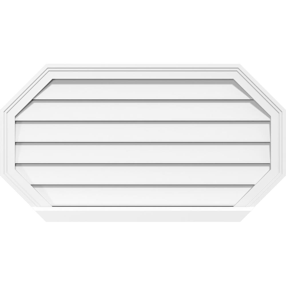 Ekena Millwork GVPOH30X2803SF 30-Inches x 28-Inches Off-white Octagon PVC Gable Louver Vent