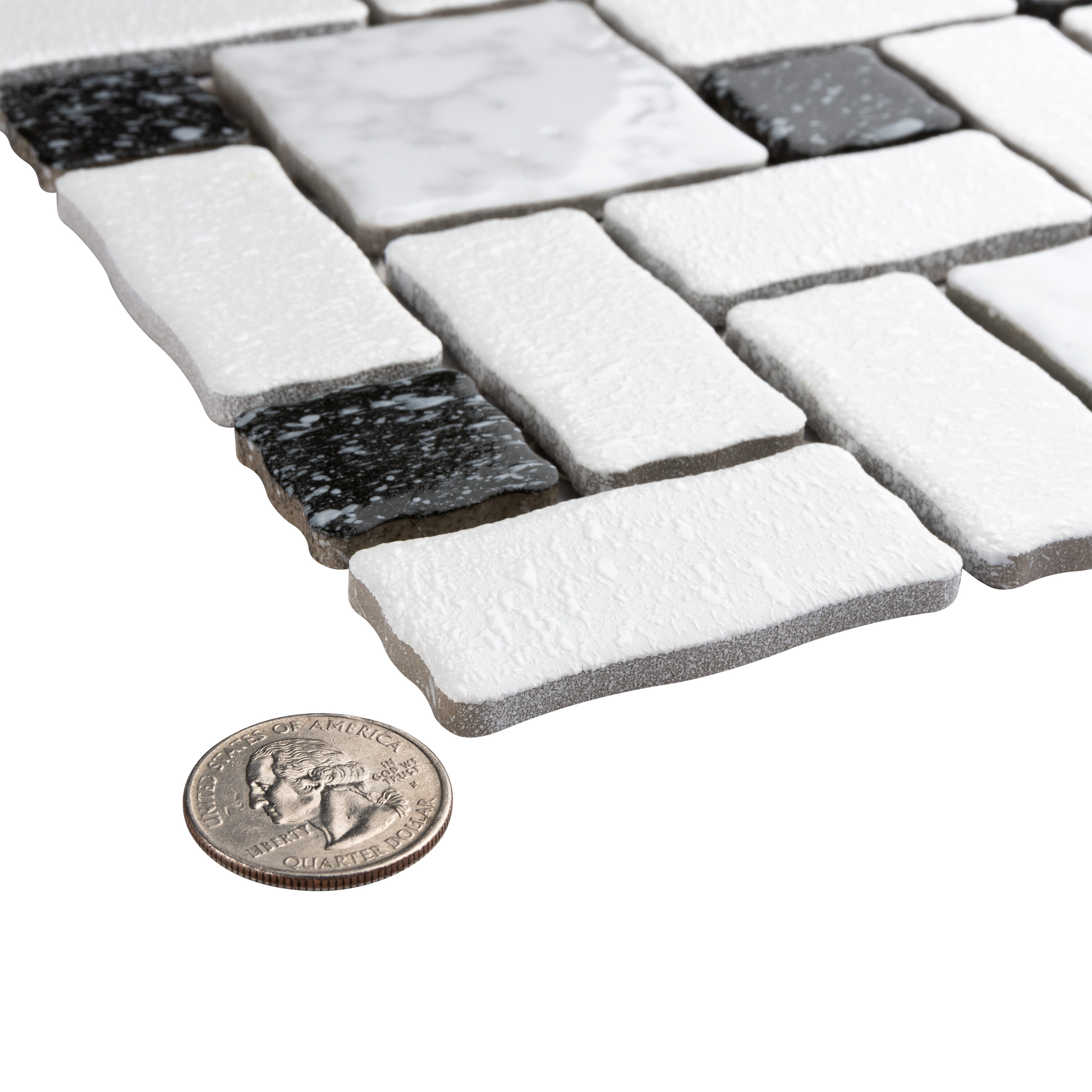 Academy 12" x 12" Black and White Porcelain Mosaic Tile