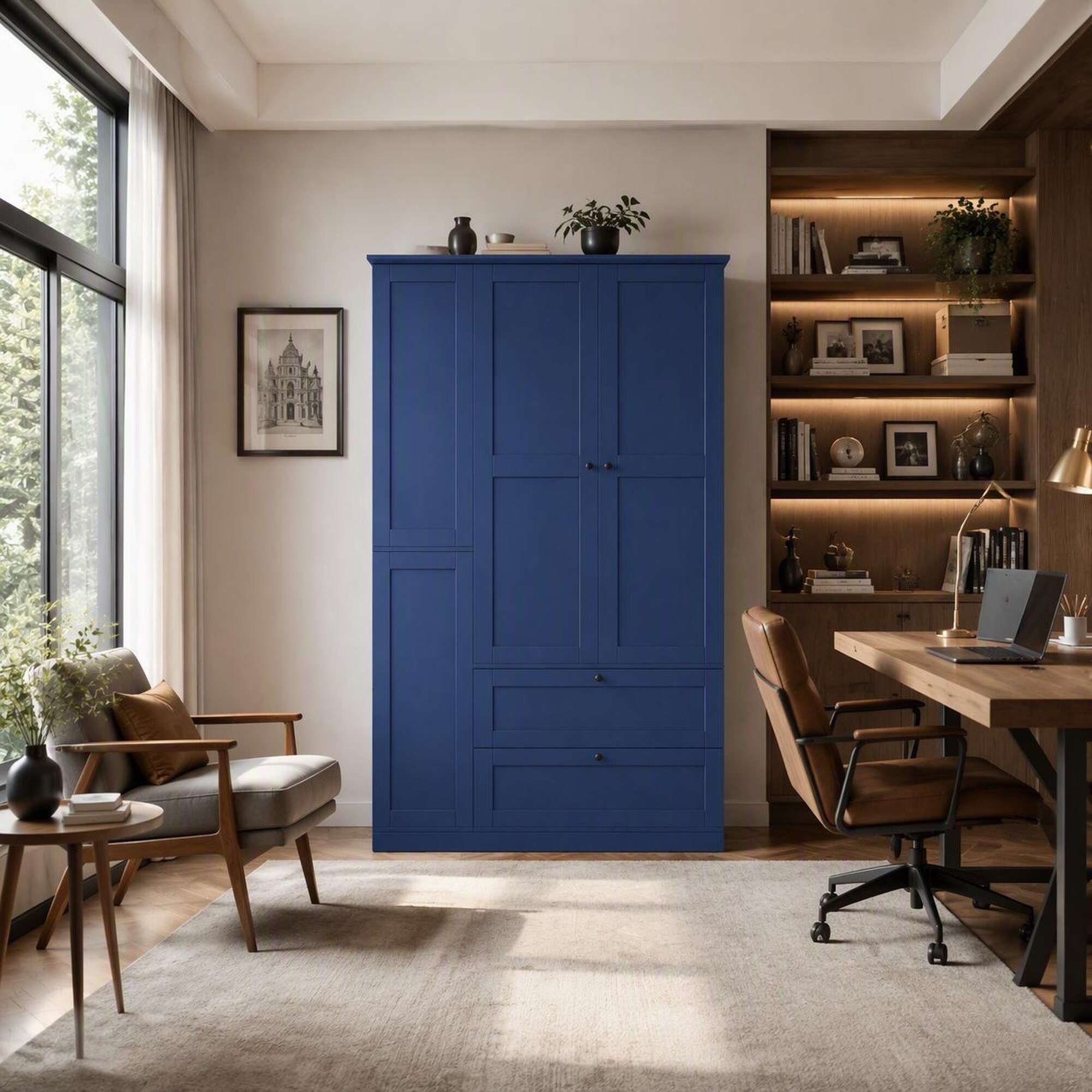 TEINIE Freestanding Kitchen Pantry Storage Cabinet with Hutch Buffet ...