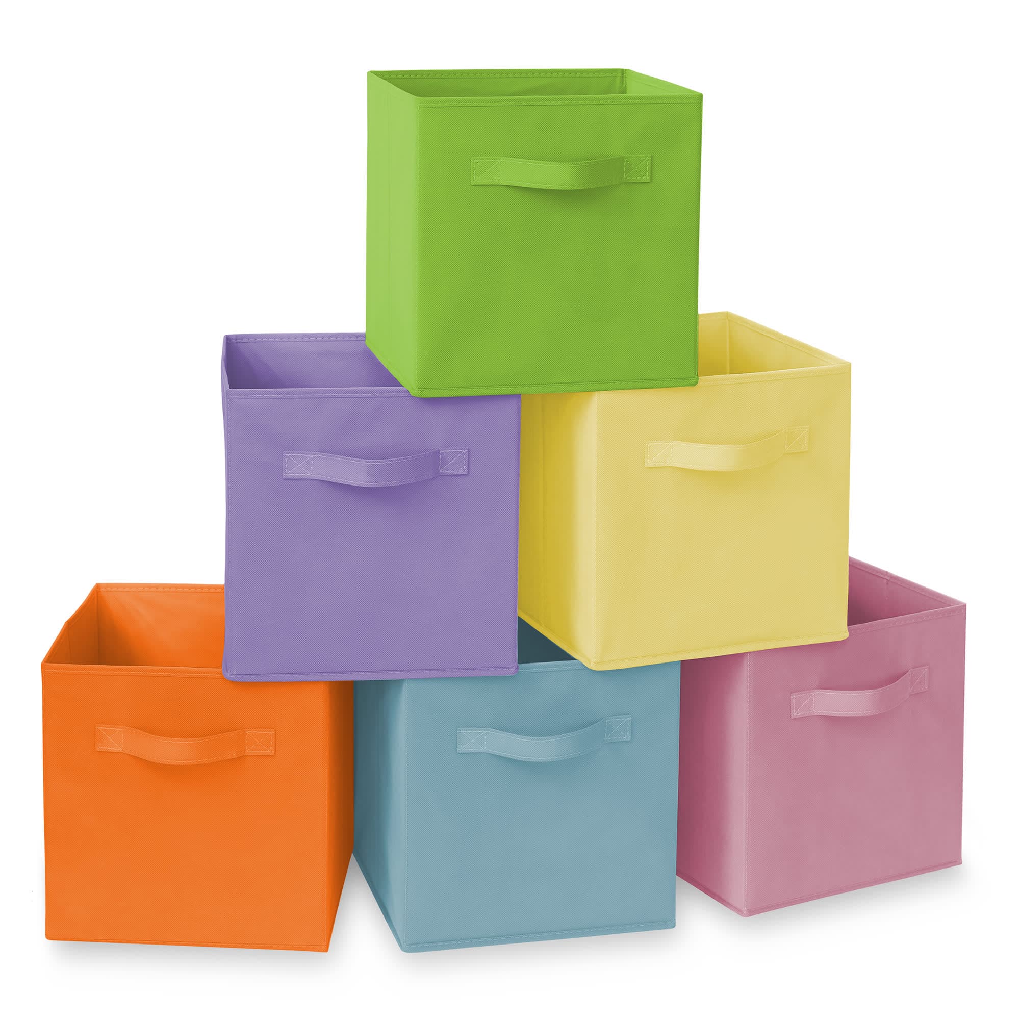 Casafield HOM-STO-6CC-M001 (Set of 6) Collapsible Fabric Cubes - 11-in Storage Bins - Multicolor