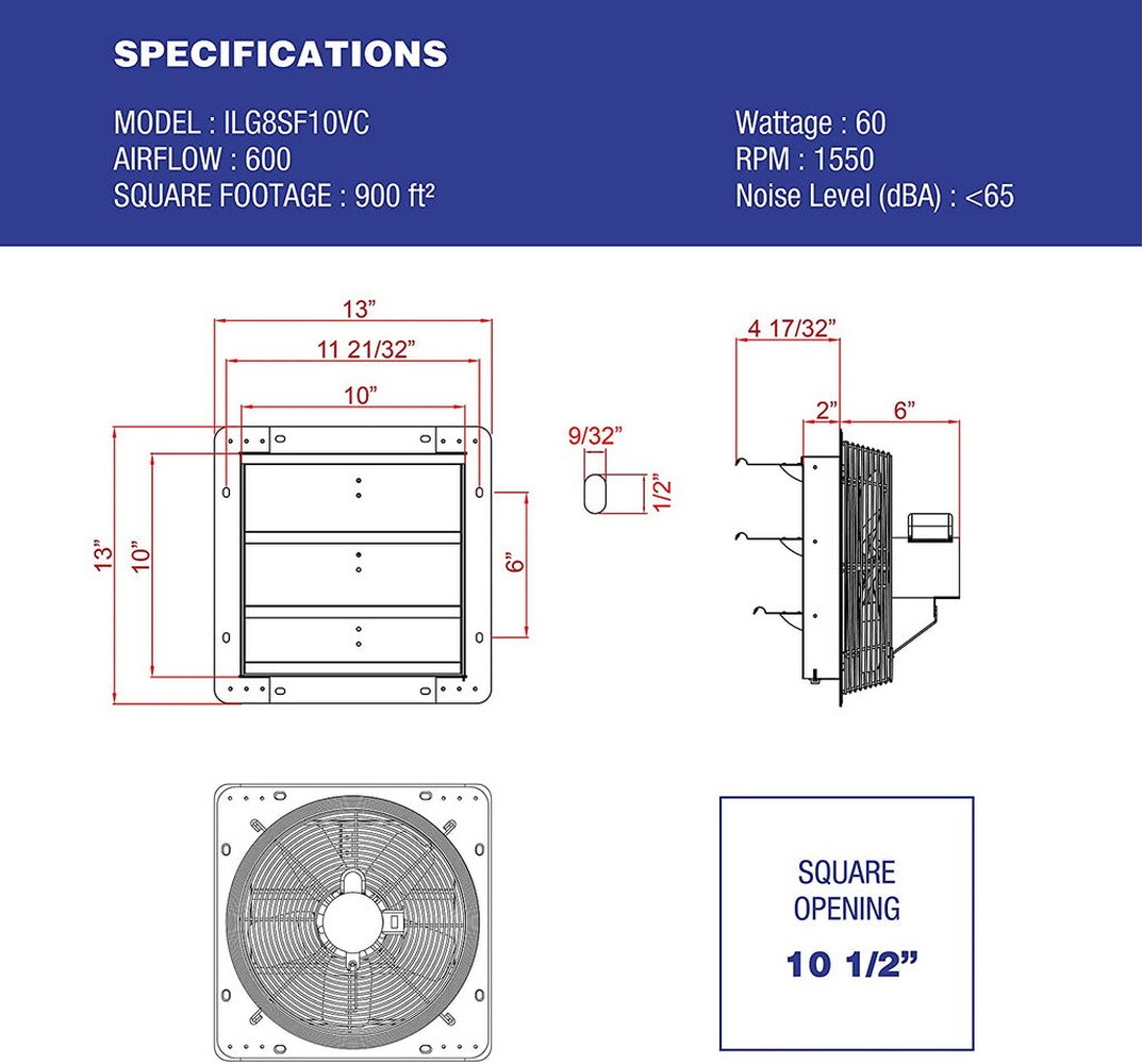 iLIVING ILG8SF10VC Wall-Mounted-Fans - View #2