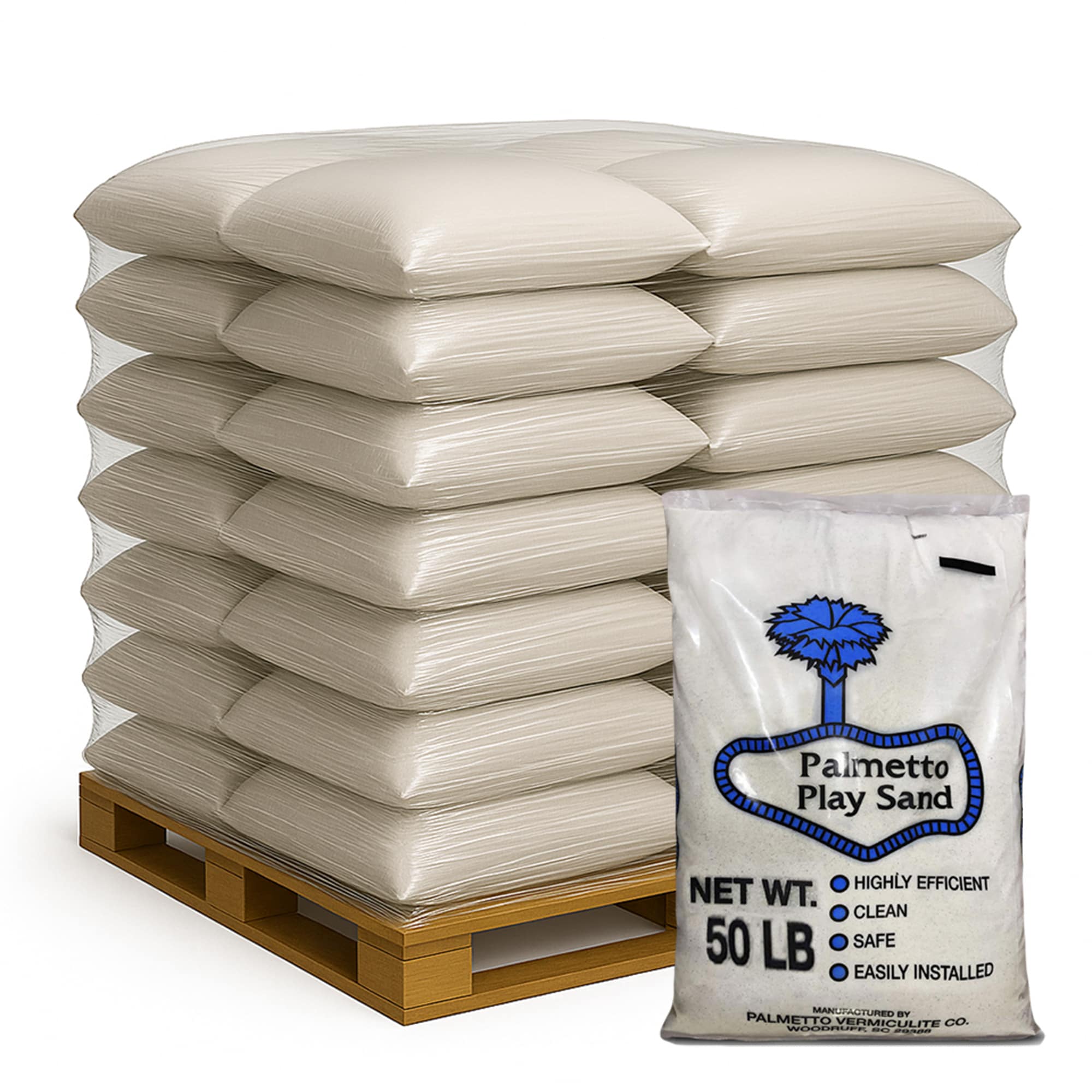 Palmetto Vermiculite Palmetto Natural Play Sand for Sand Box Play Areas and Home Decor 50 lb 56 Pack