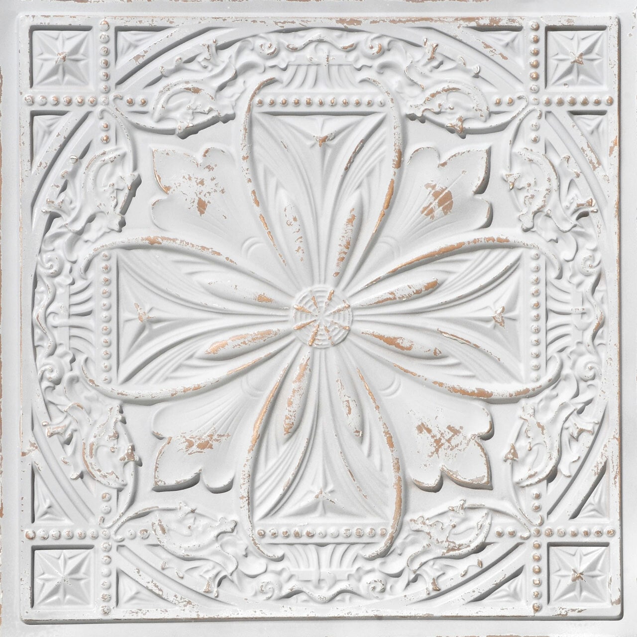 From Plain to Beautiful in Hours DCT10AT-24X24-10 2-ft x 2-ft Milan Faux Tin/PVC Antique Taupe PVC Surface-mount Ceiling Tile ( 10 -Pack, 40-Sq. Feet / Case )