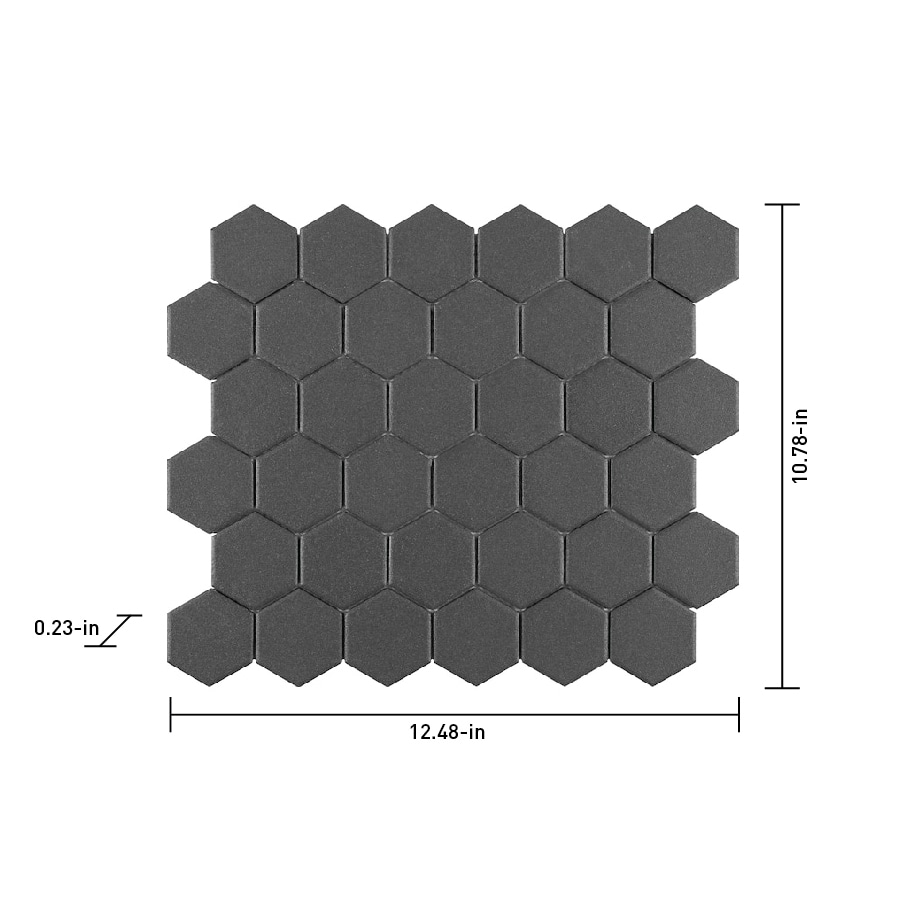 Satori Carbon Matte 12 in x 12 in Matte Porcelain Hexagon Tile 0.9