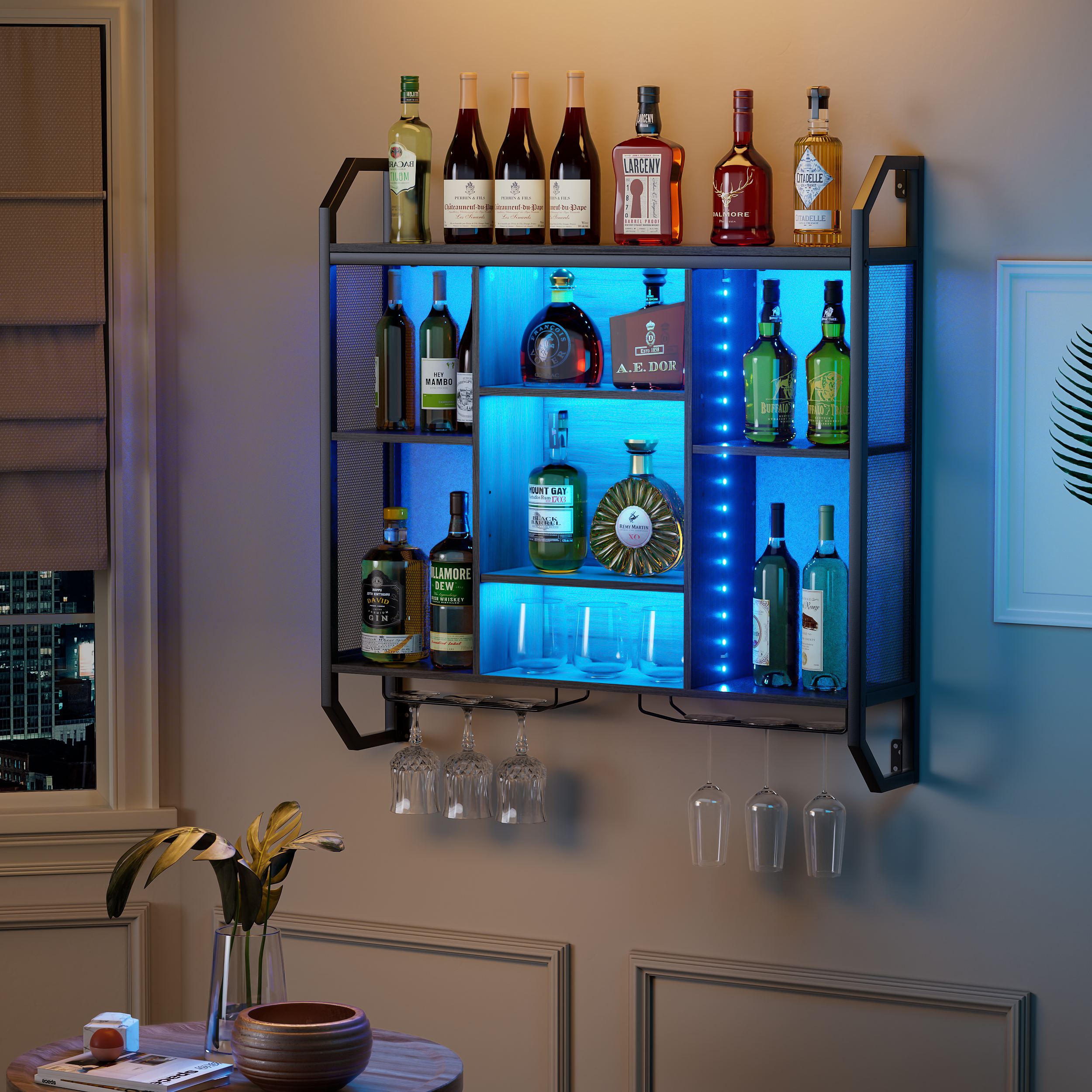 PAKASEPT T6W2012WXY241105 120 -Bottle Gray MDF Wall-Mounted Wine rack