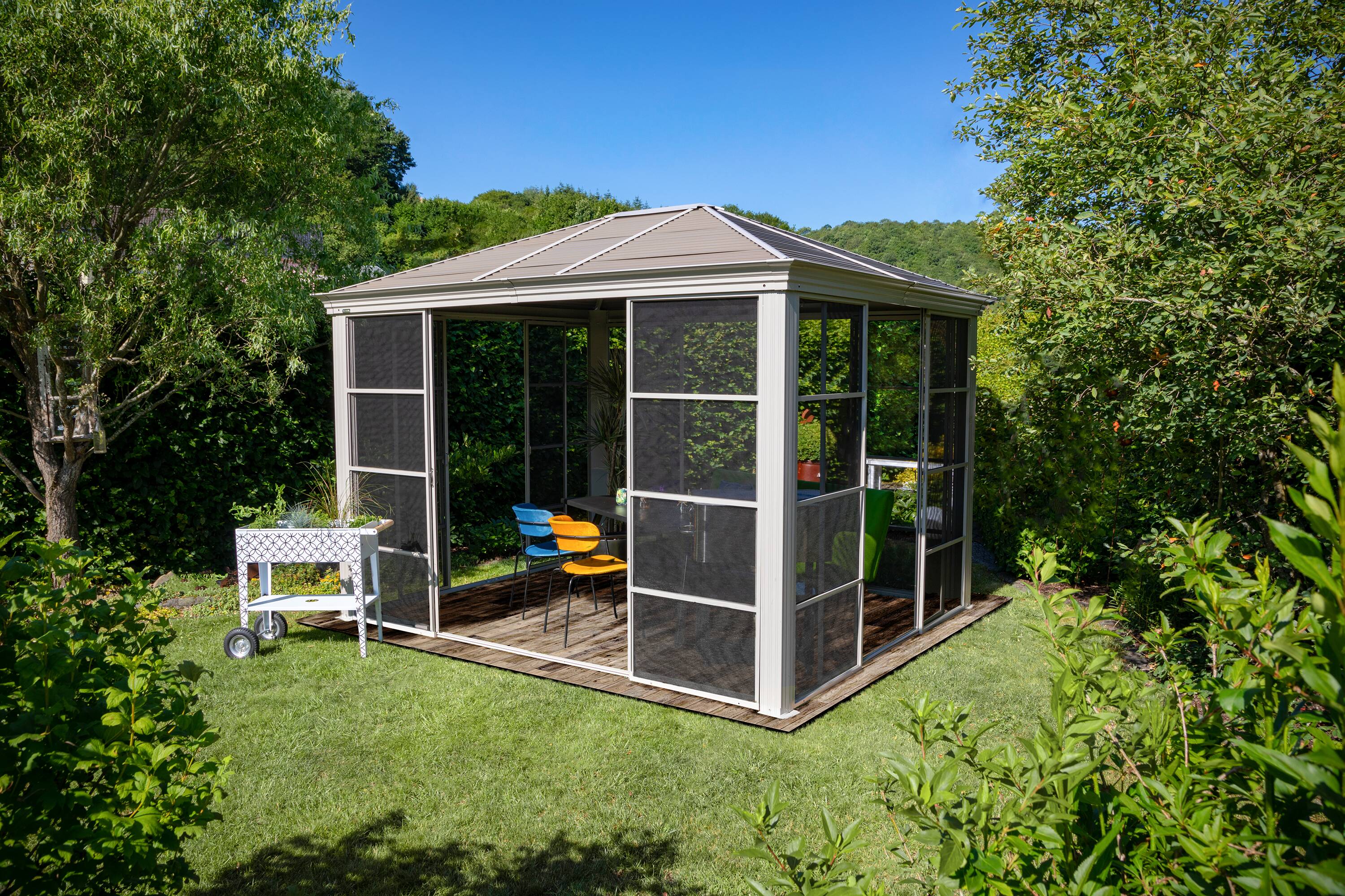 Sojag 10-ft x 12-ft Striano Rectangle Champagne Metal Steel Roof Gazebo ...