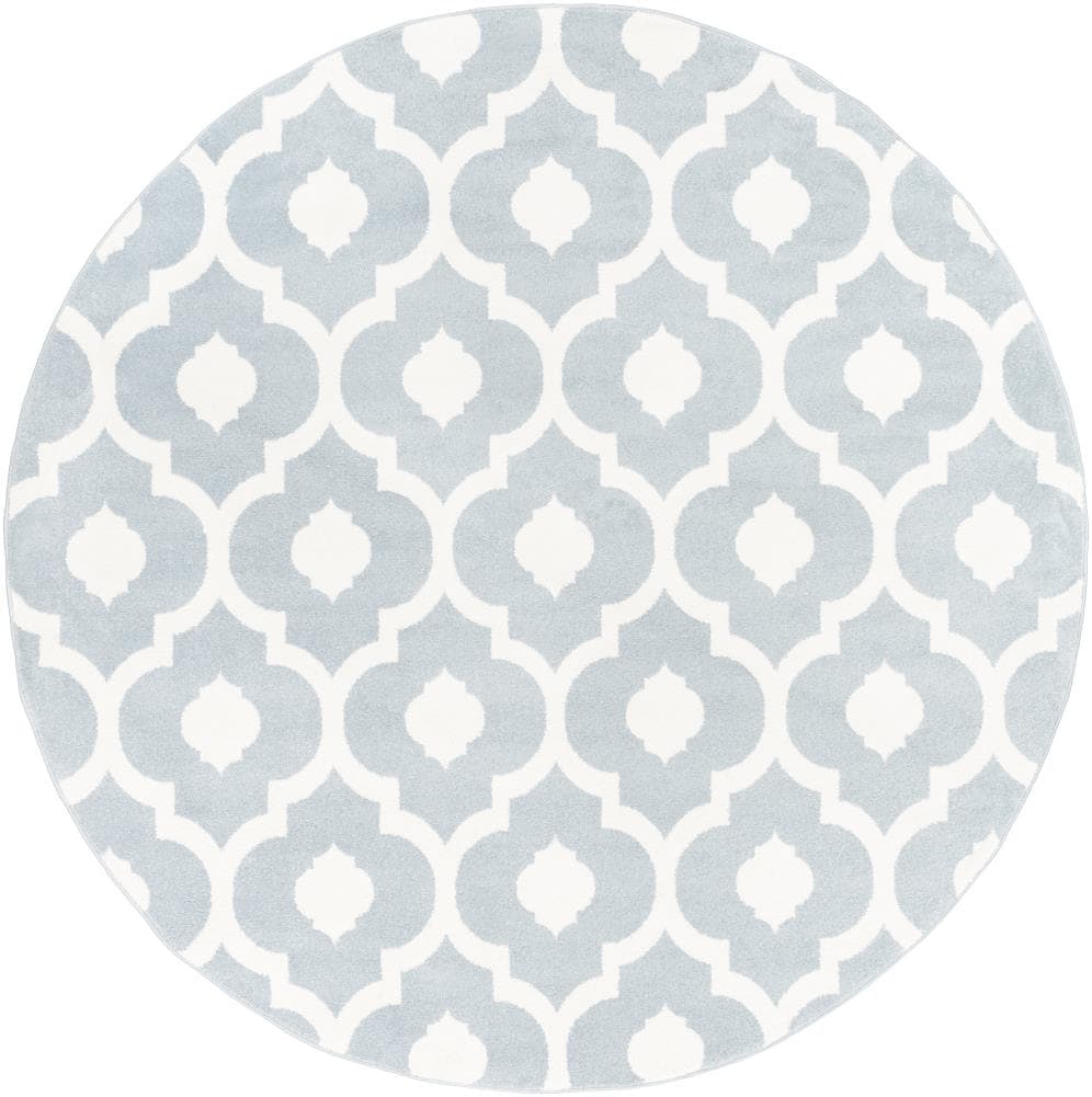 Surya HRZ1098-710RD Horizon 8 X 8 (ft) Blue Round Indoor Trellis Area Rug