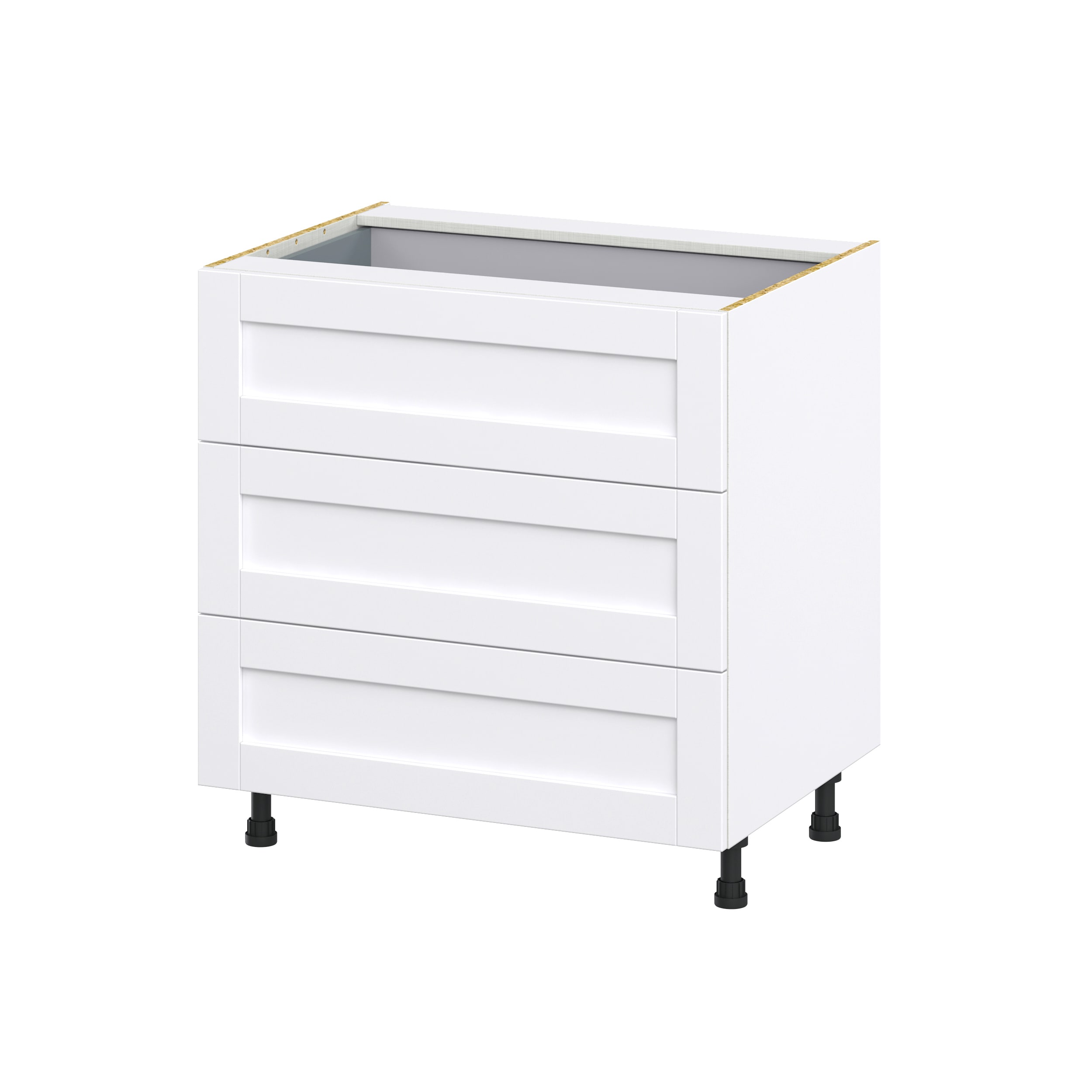 Hugo&Borg Rosemont 33-in W x 34.5-in H x 24-in D Glacier White 3-Drawer Base Fully Assembled Cabinet (Recessed Panel Style)