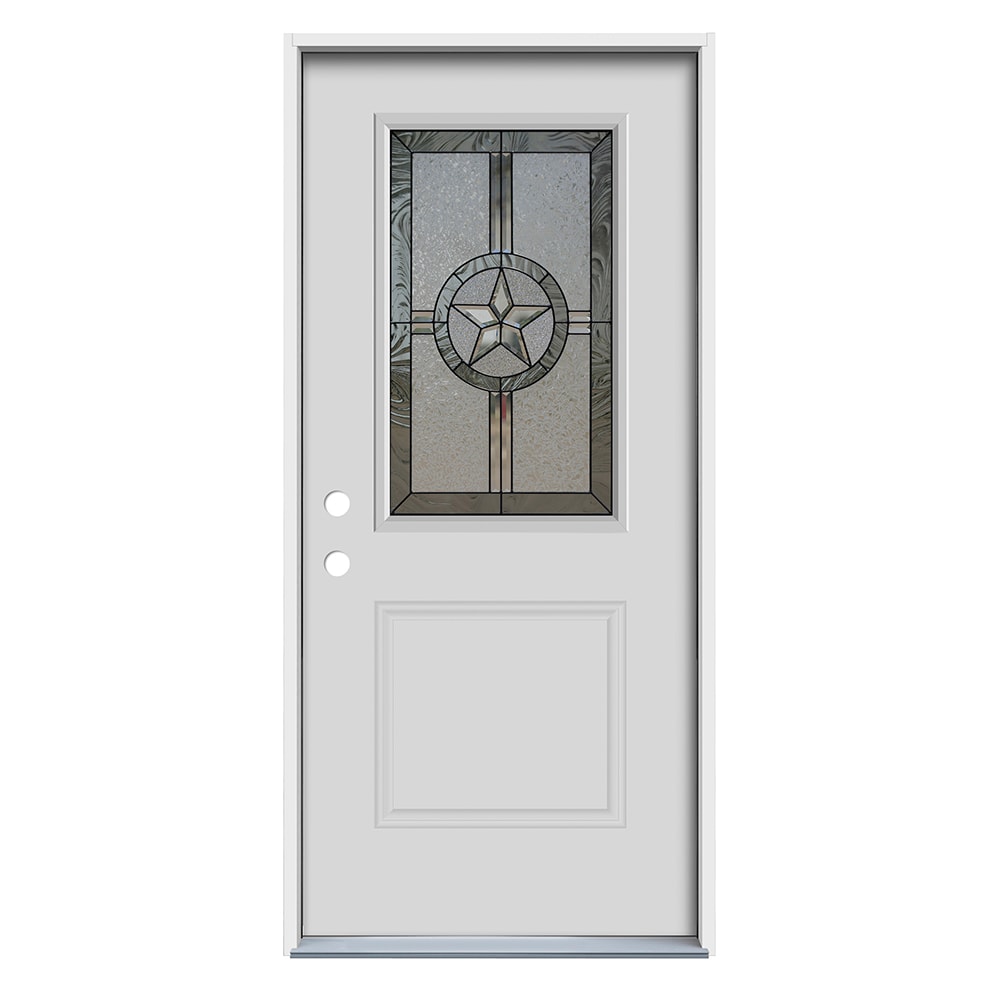 RELIABILT ABS612164 Texas Star 36-in x 80-in x 4-9/16-in Steel 1/4 lite Right-hand inswing Primed Prehung Front Door Insulating core