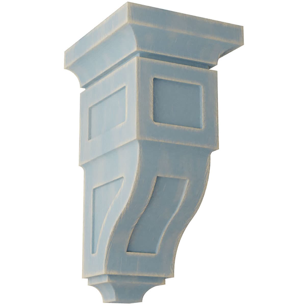 Ekena Millwork CORWD06X06X12RYBU 6-in x 6.75-in x 12-in Vintage Decor Finished Rubberwood Blue Wood Paintable/Stainable Corbel