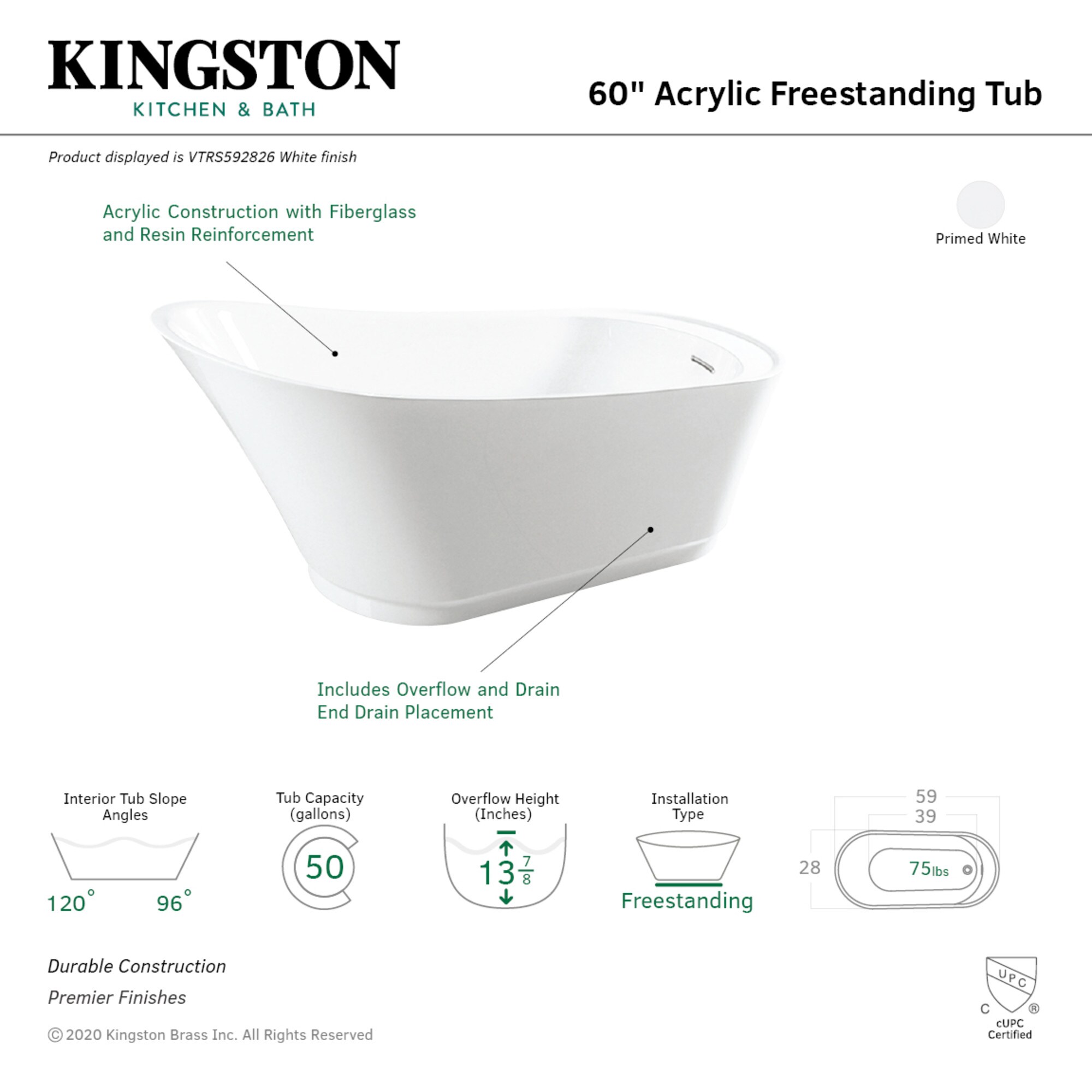 Kingston Brass UVTRS592826 bathtubs - View #2