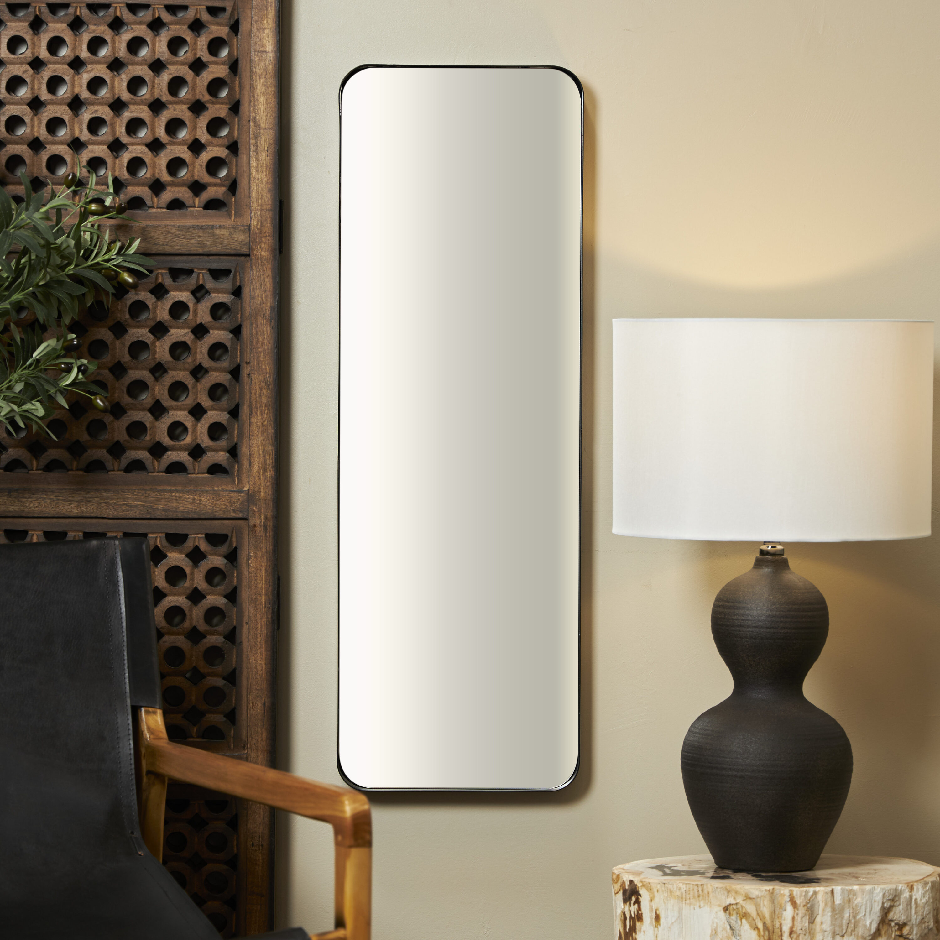 Grayson Lane 61496 36-Inches W x 36.0-Inches H Rectangle Black with Thin Frame Framed Wall Mirror