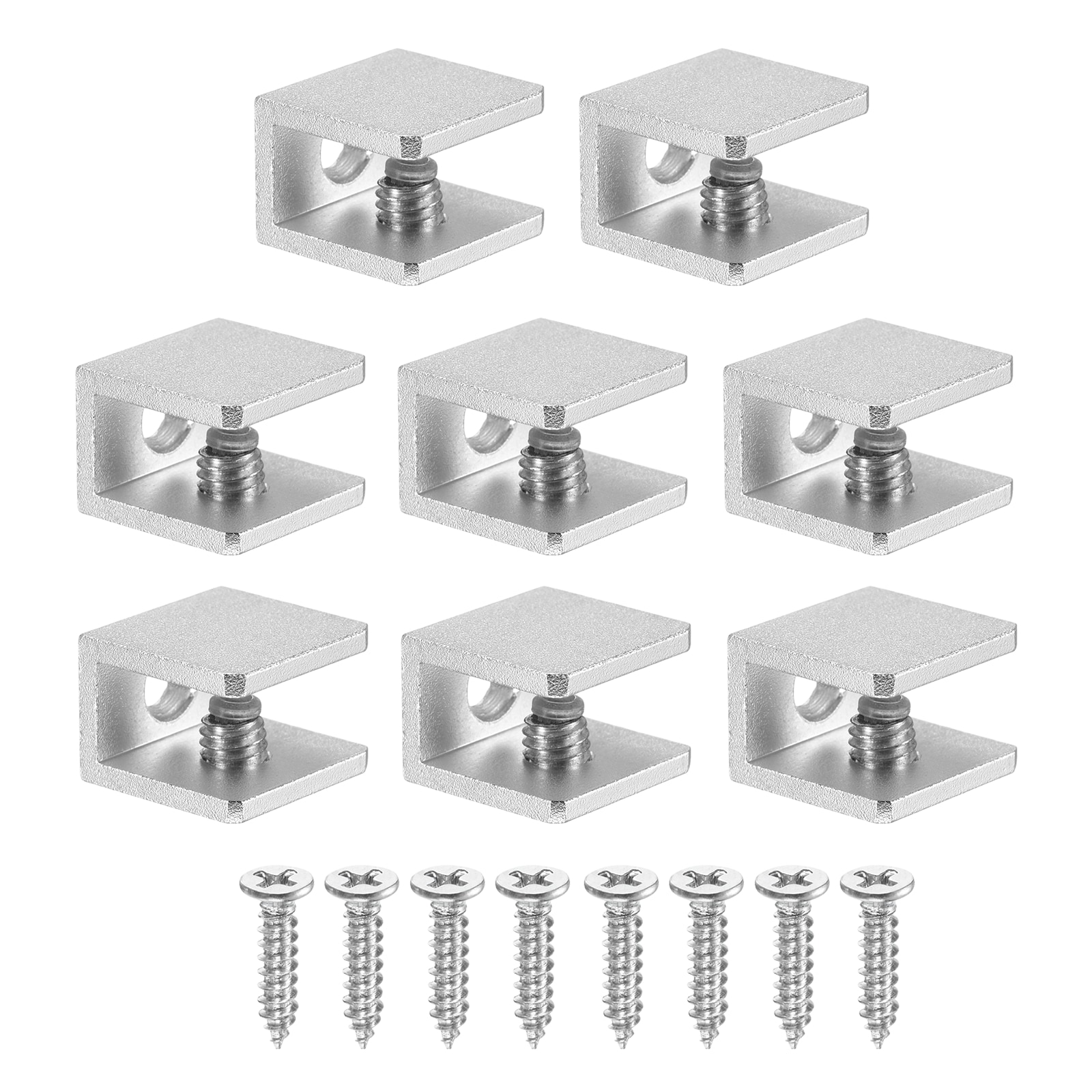 PATIKIL 8pcs Adjustable Frameless Glass Shelf Bracket 6-8 mm Shower Glass Clamp Clip Wall Mounted Zinc Alloy Clamp Holder Rectangular for Wall Wood Shower Acrylic Shelf Brushed Silver #S26031700UX4163