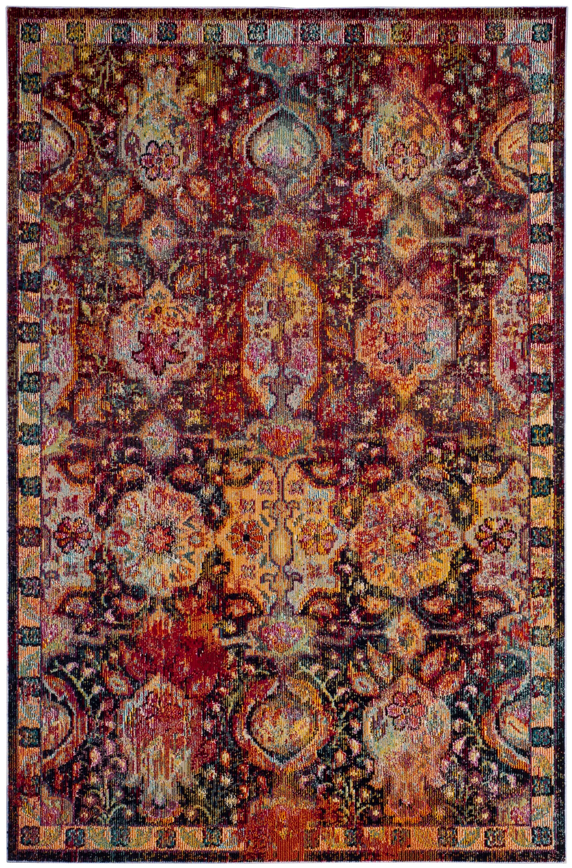 Safavieh CRS505F-5 Crystal Petra 5 x 8 (ft) Loomed Polypropylene Navy/Orange Rectangular Indoor Floral/Botanical Oriental Area rug