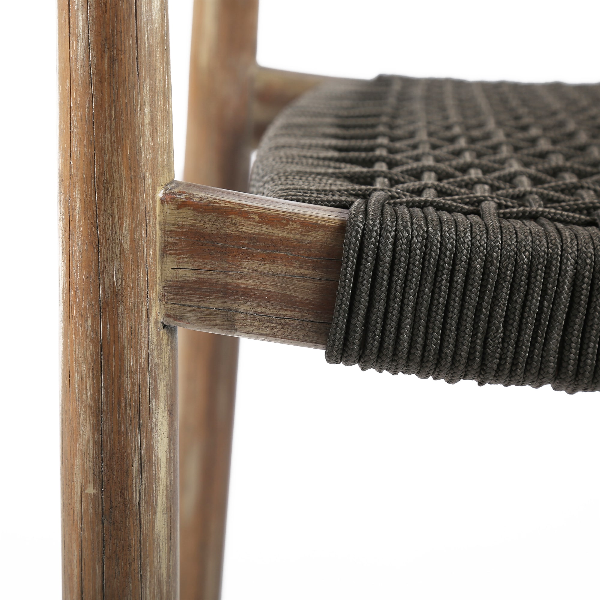 Eucalyptus Wood and Charcoal Rope 5-Piece Round Outdoor Dining Set