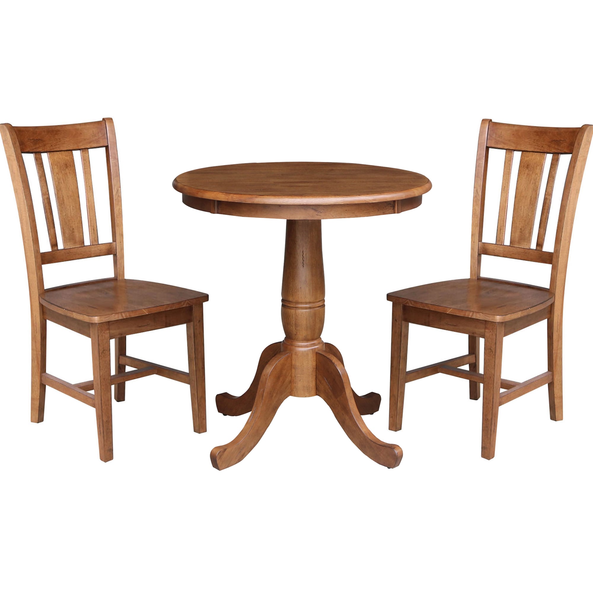 International Concepts K42-30RT-C10-2 Distressed Oak Traditional Dining Room Set with Round Table ( Seats 2 )