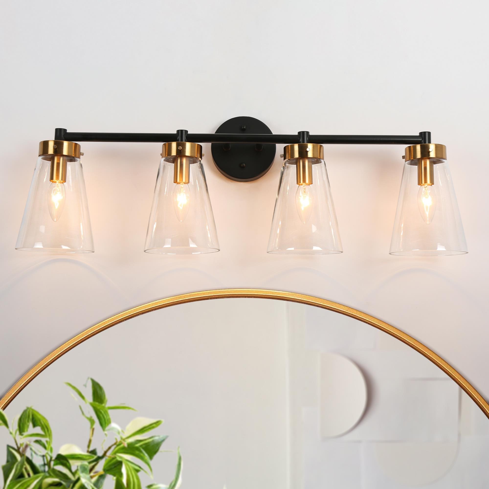 LNC LYFZFNV4489K7C Deferoiry 30-in 4 -Light Polished Brass Modern/contemporary Vanity light