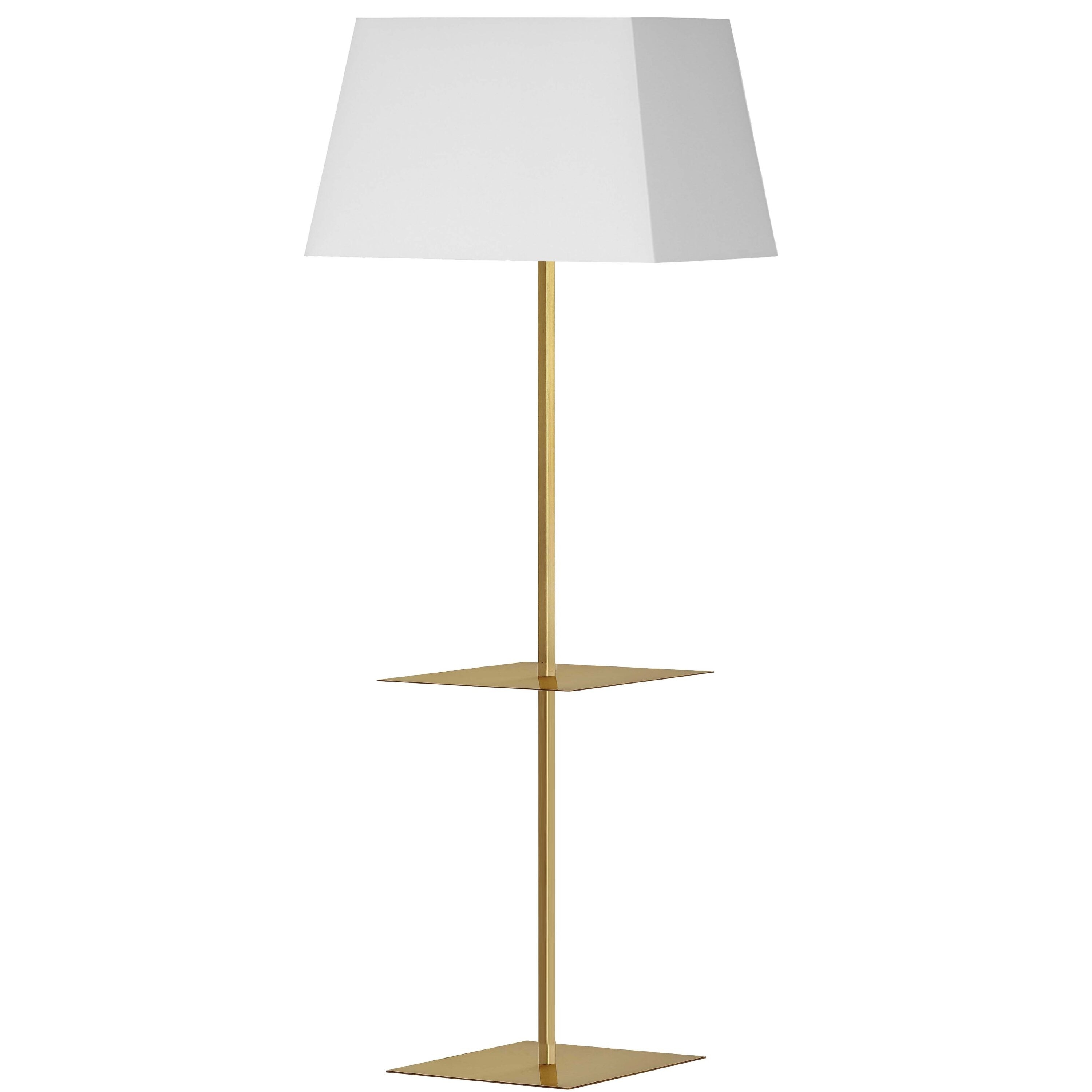 Dainolite Gretchen 62.75-in Aged Brass, White Standard Floor Lamp with Fabric Shade