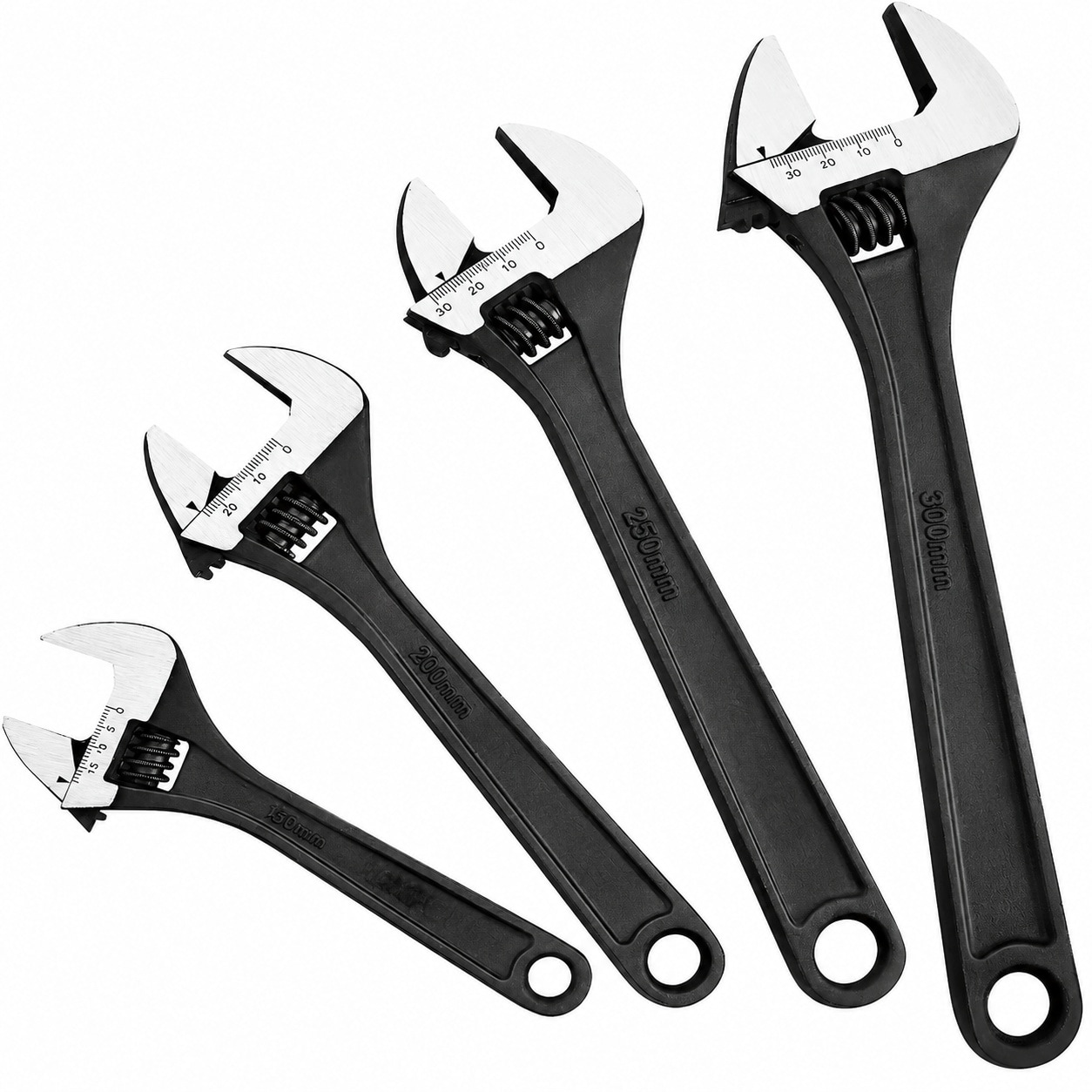 DYRCJ  Adjustable Wrench Set Forged Heat Treated Black Phosphate Finish Dual Scale Slim Jaw 6 Inch 8 Inch 10 Inch 12 Inch 4 Pack for Plumbing