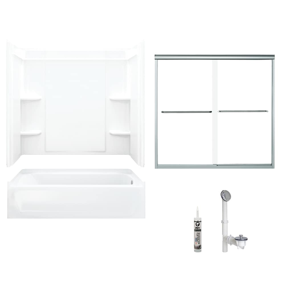 Ensemble 30-in x 60-in x 71-in White 5-Piece Bathtub and Shower Combination Kit (Right Drain) Drain Included | - Sterling 7137R-5405SC-0
