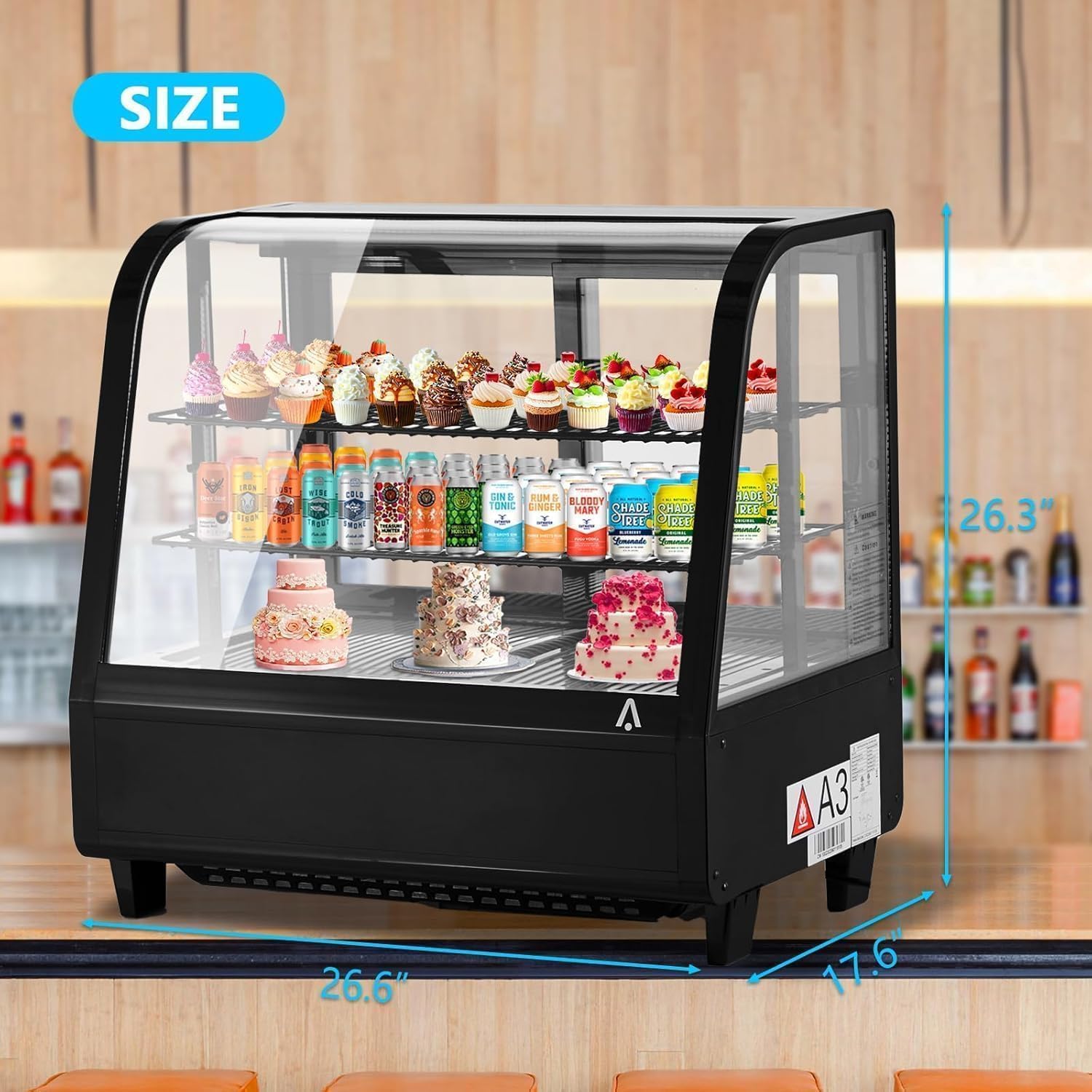 Garvee 3.5 Cu Ft Commercial Display Refrigerator Countertop Refrigerated Display Case with Rear Sliding Glass Door Adjustable Shelves and LED Lighting for Cafe Restaurant Bakery Sansujyuku sansujyuku.com