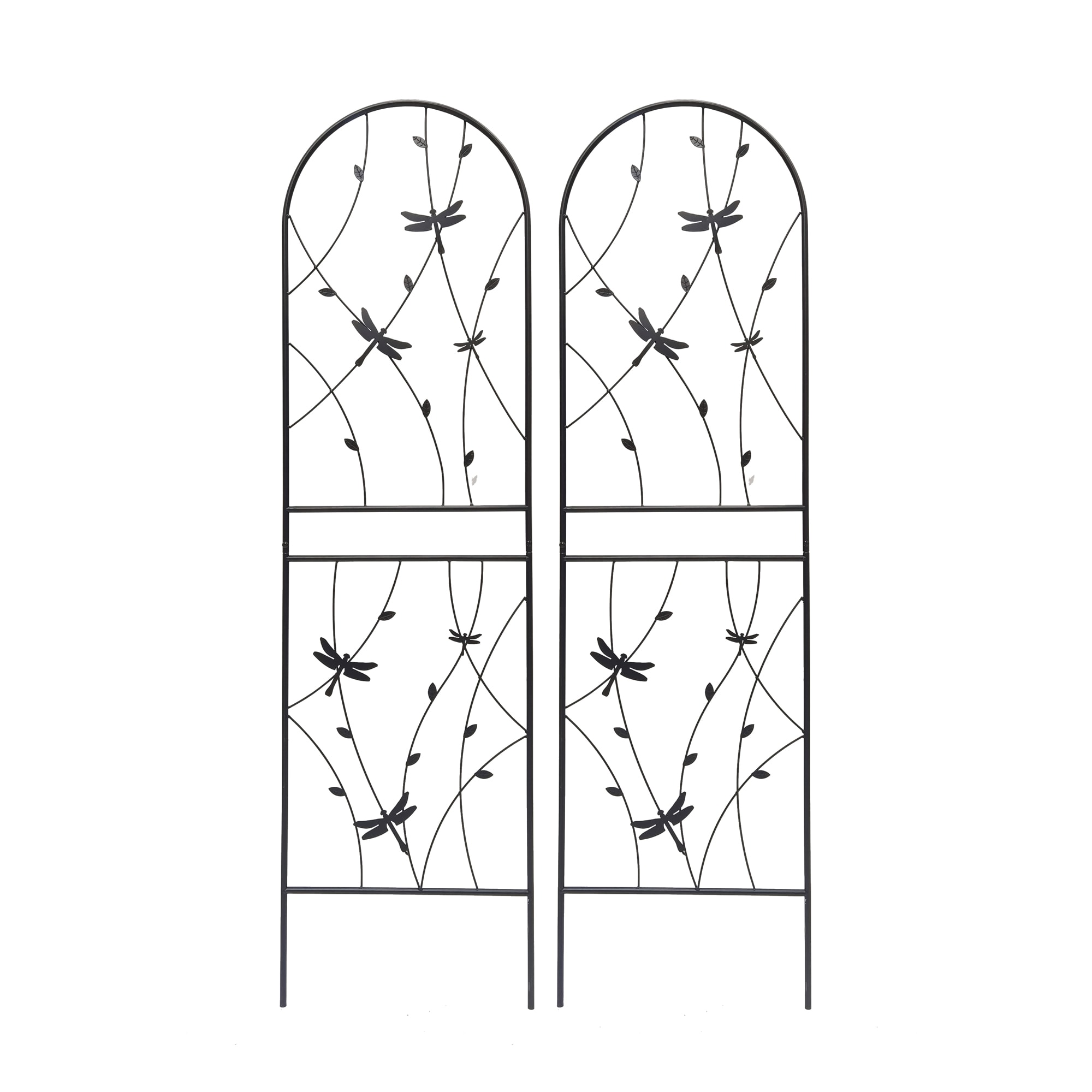 JJJ Garden Trellis 19.7-in W x 71-in H Black Iron Garden Trellis For Climbing Plants For Cucumbers For Roses For Tomatoes 2 -Pack