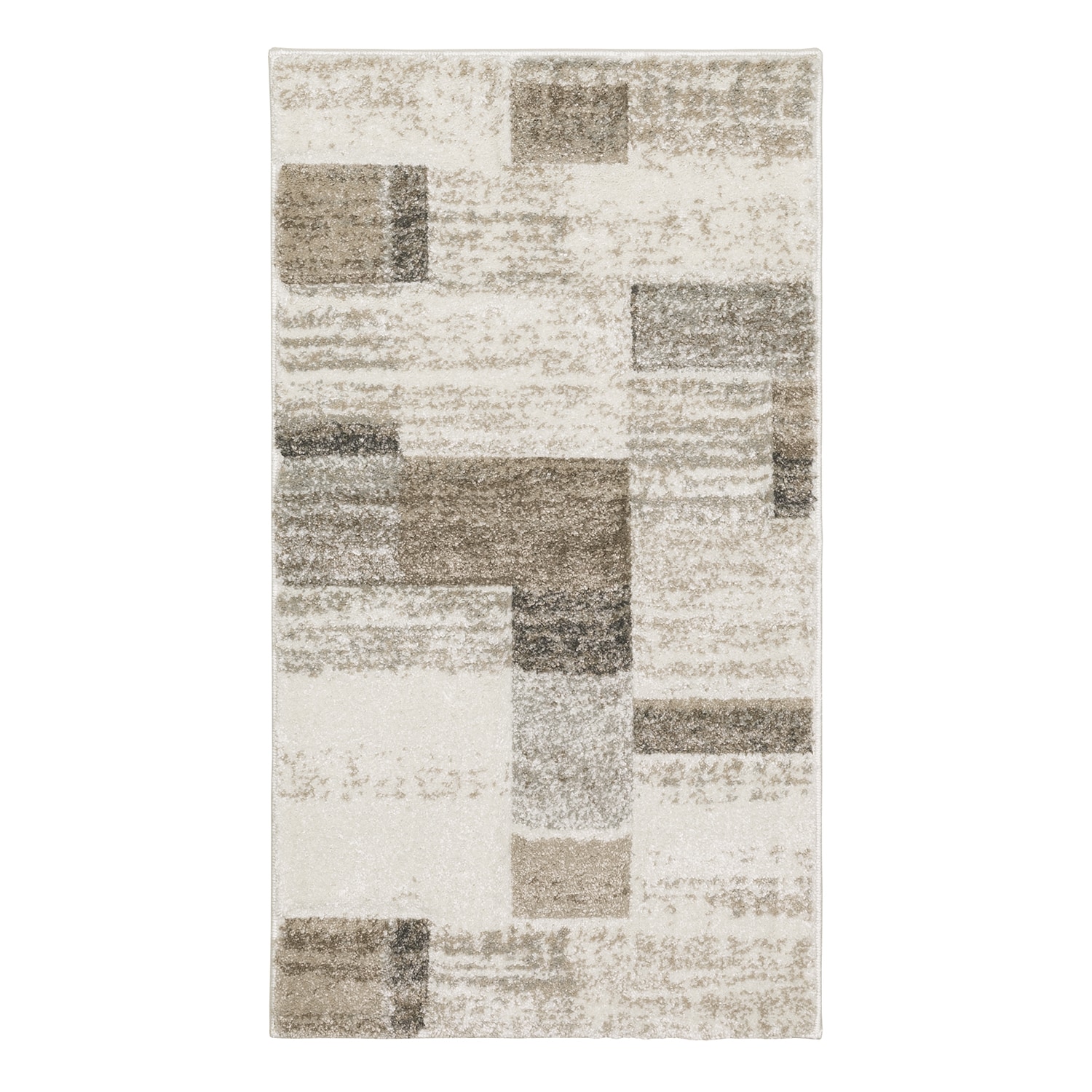 allen + roth Carved Block 2 X 3 (ft) Neutral Indoor Geometric Throw Rug ...