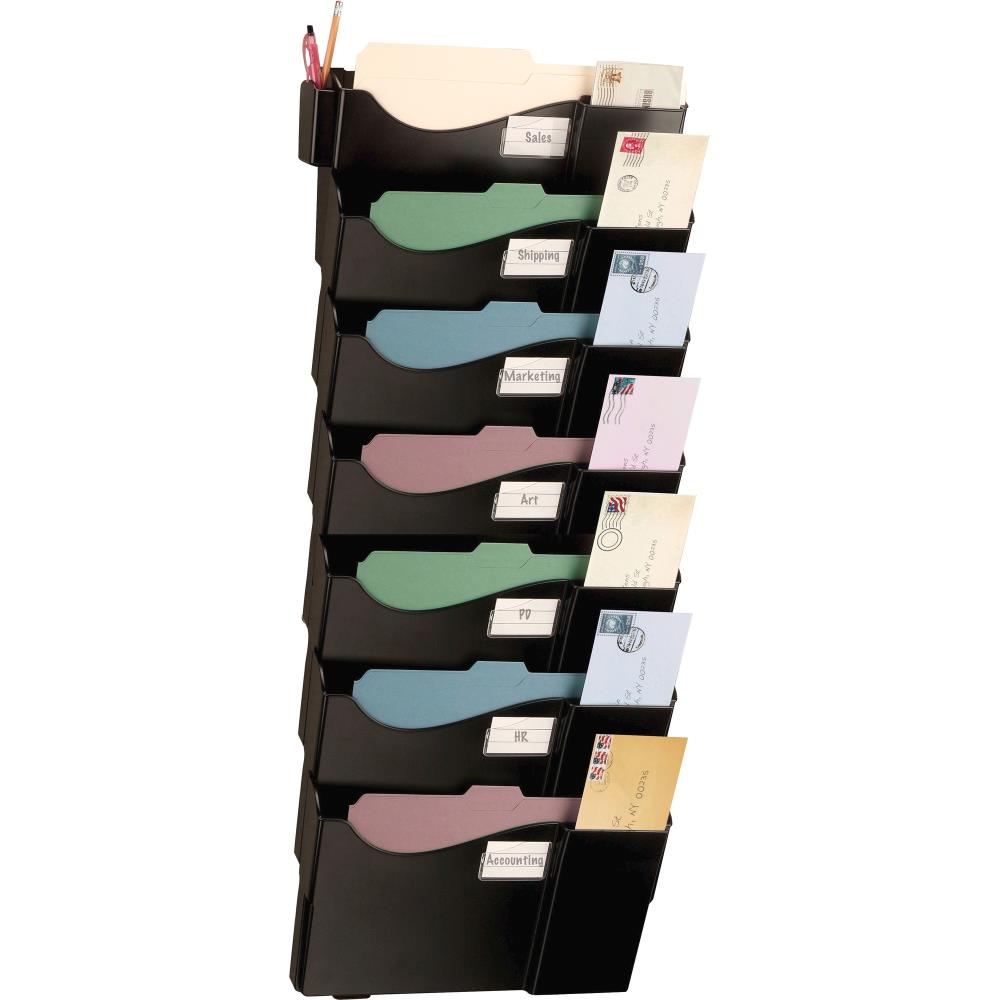 Officemate OIC21726 Oic Grande Central Wall Filing System- 7 Pocket(s)- 38.3in Height X 16.6in Width X 4.8in Depth- Wall Mountable- Black- 1pack