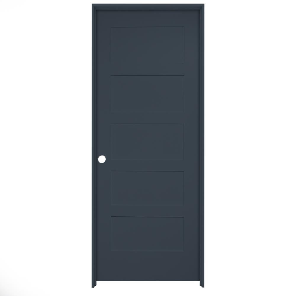 Millennium Collection LO968825 32-in x 80-in Slate Solid core 5-panel equal Right hand Smooth Prefinished MDF Flat Jamb Single Prehung Interior Door