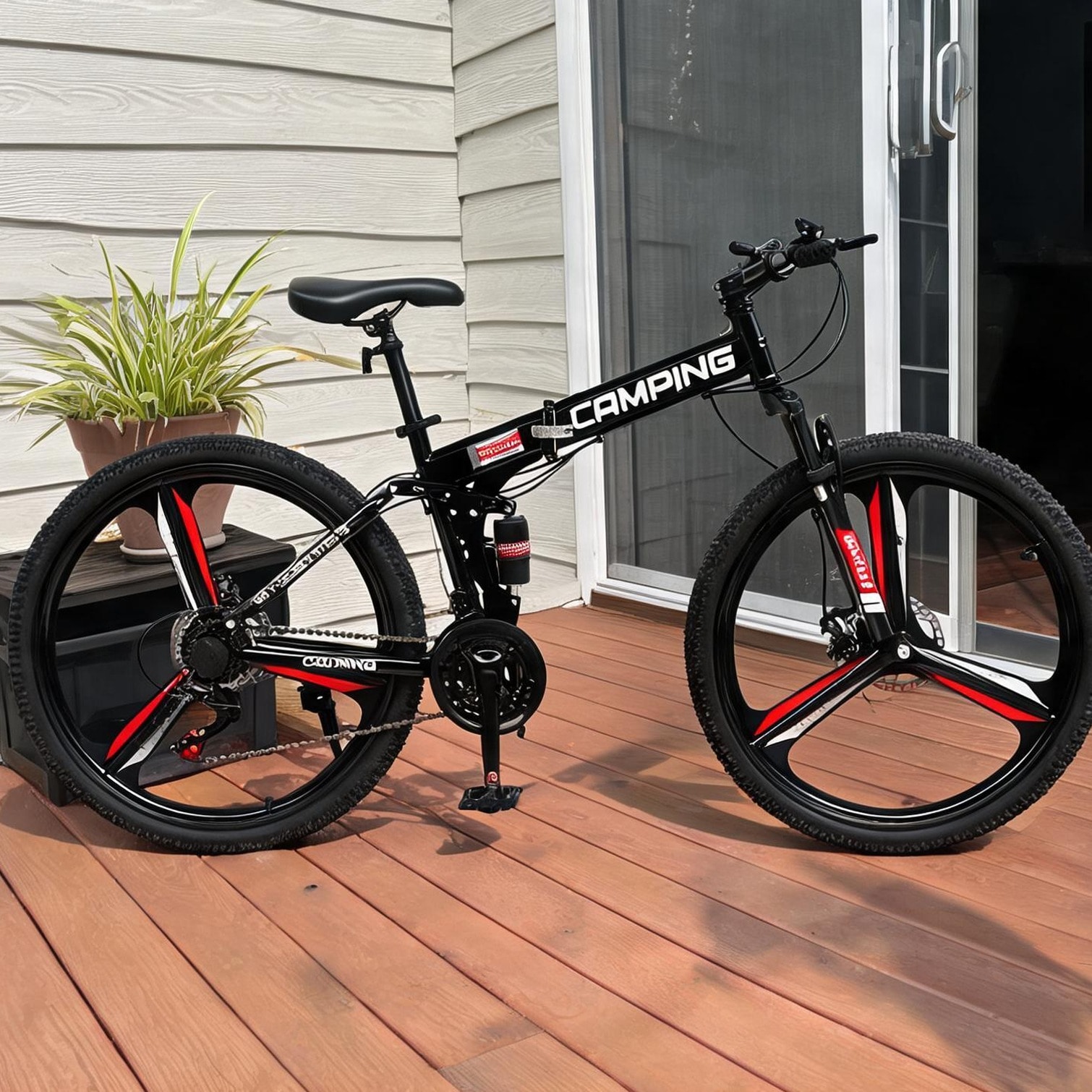 SunJet 26-Inch Folding Mountain Bike with High Carbon Steel Frame and ...