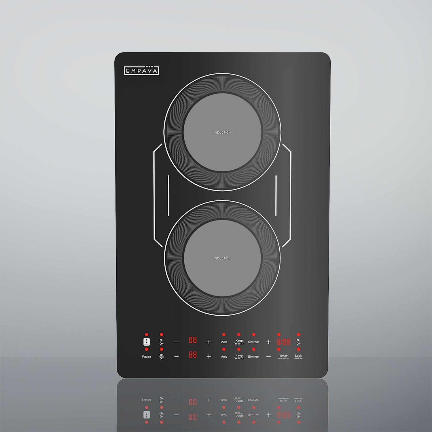 Empava EMP-12EC07 12-in 2 burners Black Induction Cooktop with Bridge Element