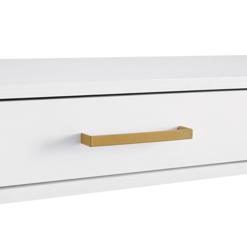 Sophisticated White Wood Corner Computer Desk with Charging Drawer