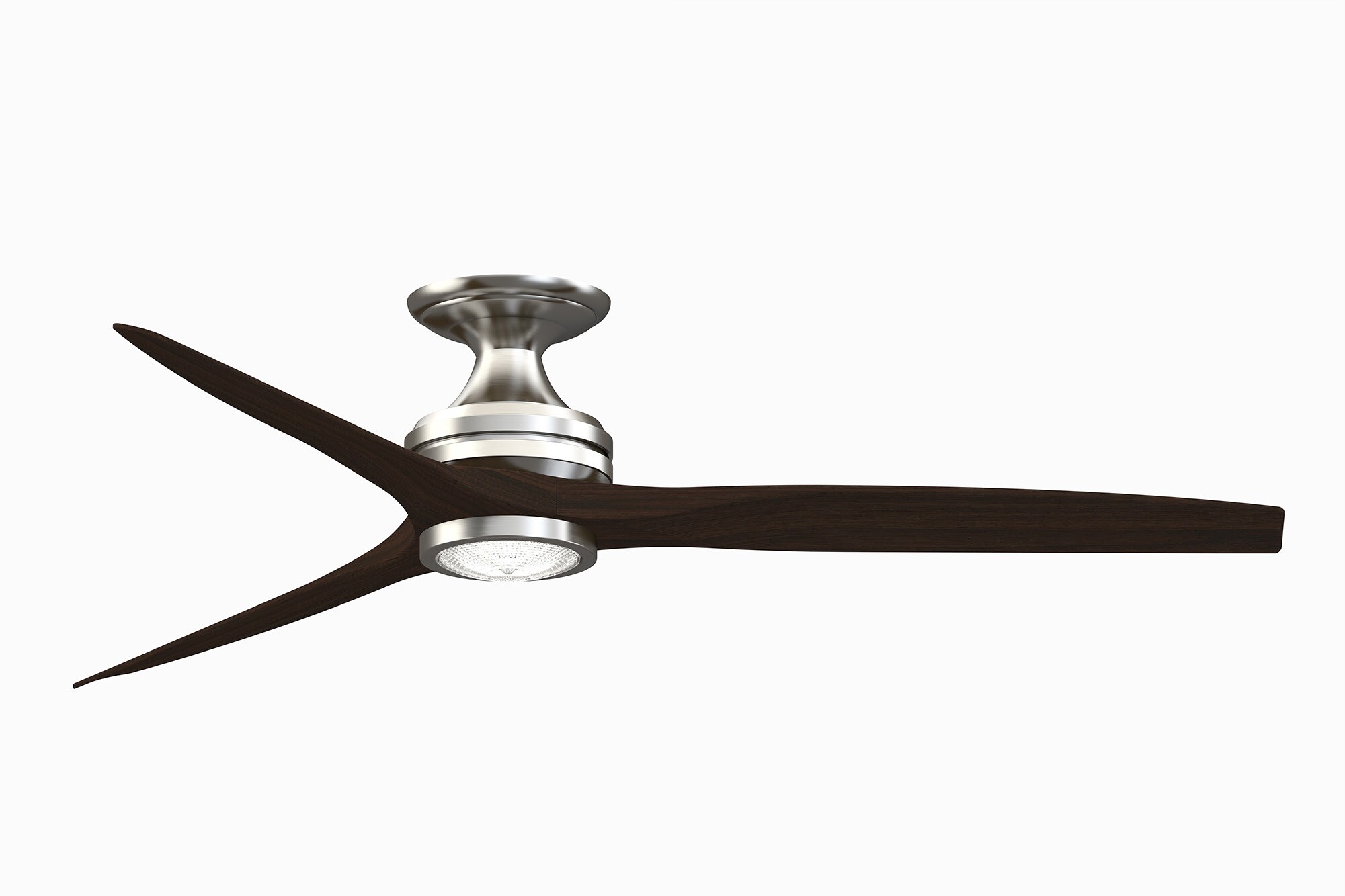 Fanimation Spitfire 60-in Brushed Nickel with Dark Walnut Blades Integrated LED Indoor/Outdoor Flush Mount Propeller Ceiling Fan with Light and -  FP6721BBN-60DWA-LK-F