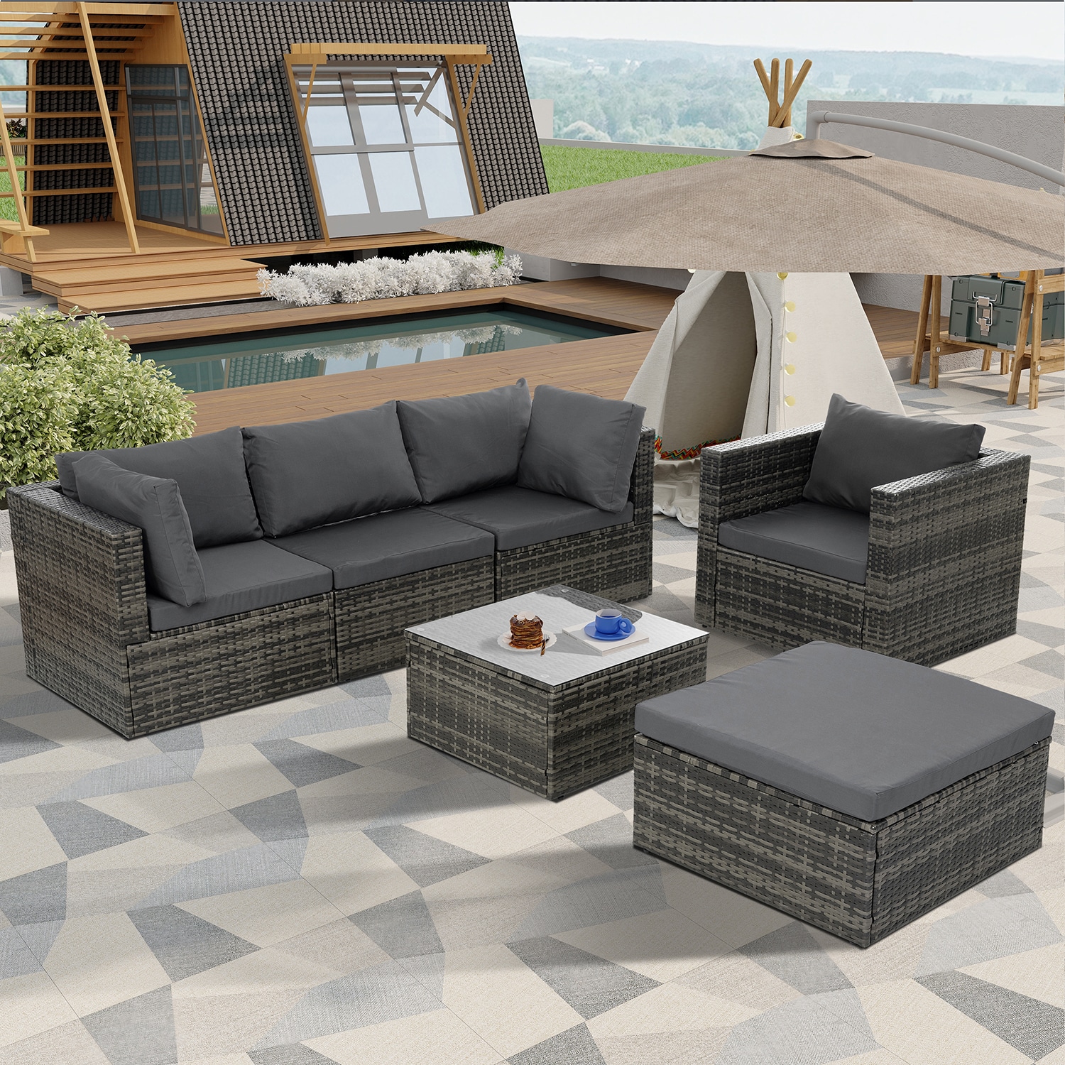 SINOFURN SYB790007GY Patio-Conversation-Sets - View #4
