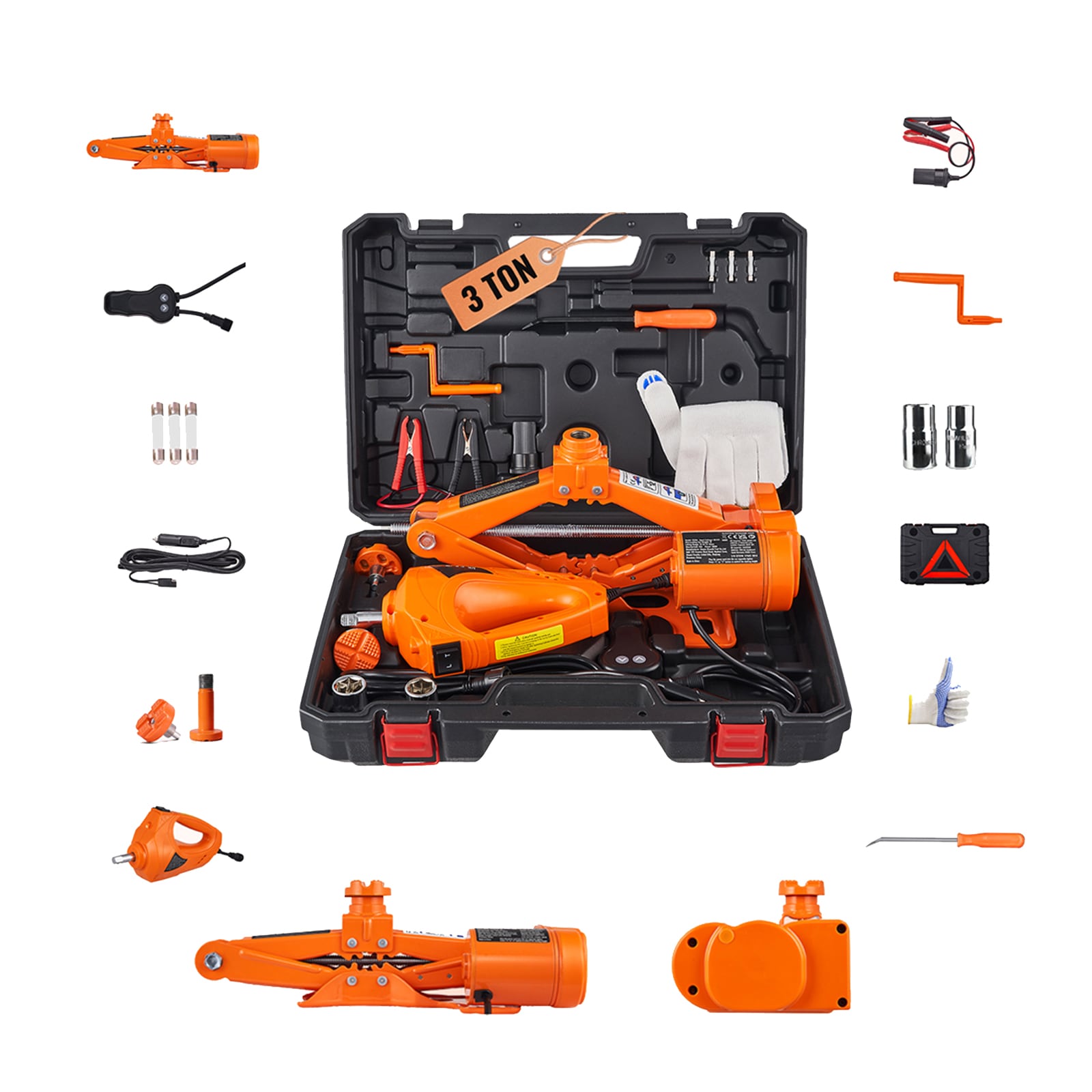 Siavonce Orange 3-Ton Steel Electric Scissor jack