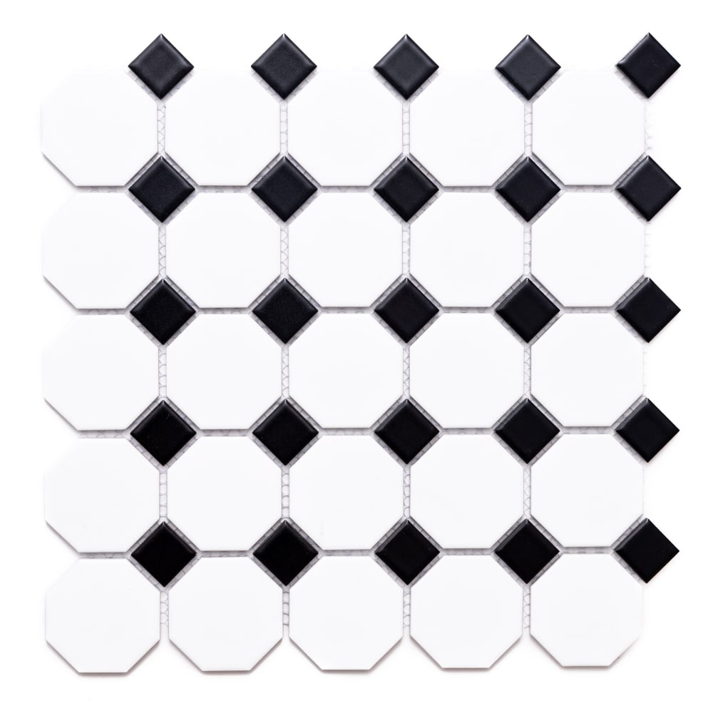 The Tile Life SOCTA0101BW Sample- Check Black/White 4-in x 4-in Matte Porcelain Floor and Wall Tile