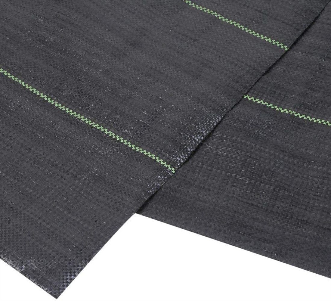JUSHUA Landscape weed barrier PP woven garden mat measuring 6 ft by 16 ft with 6 pins for raised bed soil erosion control