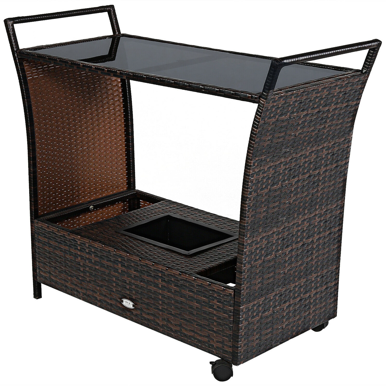 WELLFOR OUG67182 Rectangle Rattan Outdoor Bar height 18-in W x 43-in L